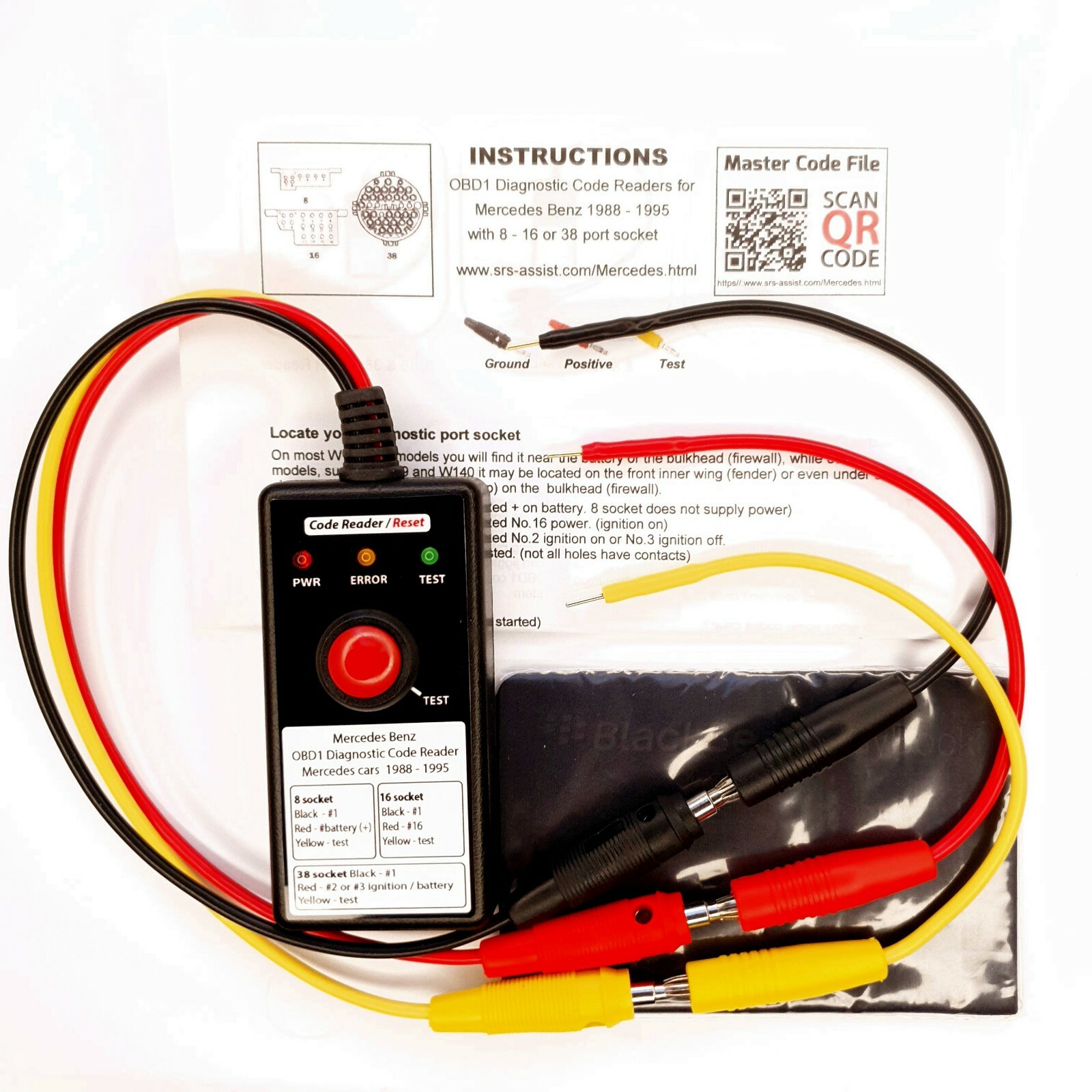 Mercedes OBD1 Diagnostic code reader for cars with the 8 16 & 38 port sockets