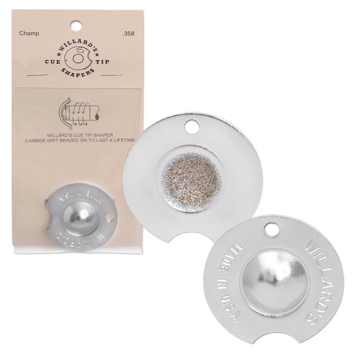 WILLARD'S Pool cue TIP SHAPER .358 inches Dime radius