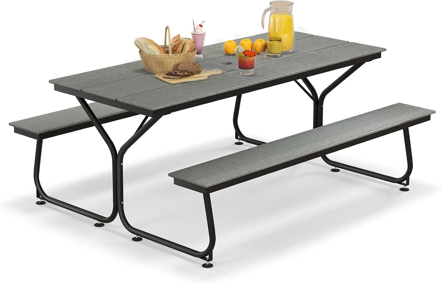 6 FT Outdoor Picnic Table Bench Set for 6-8 People, 2400 LBS Capacity Patio Dini