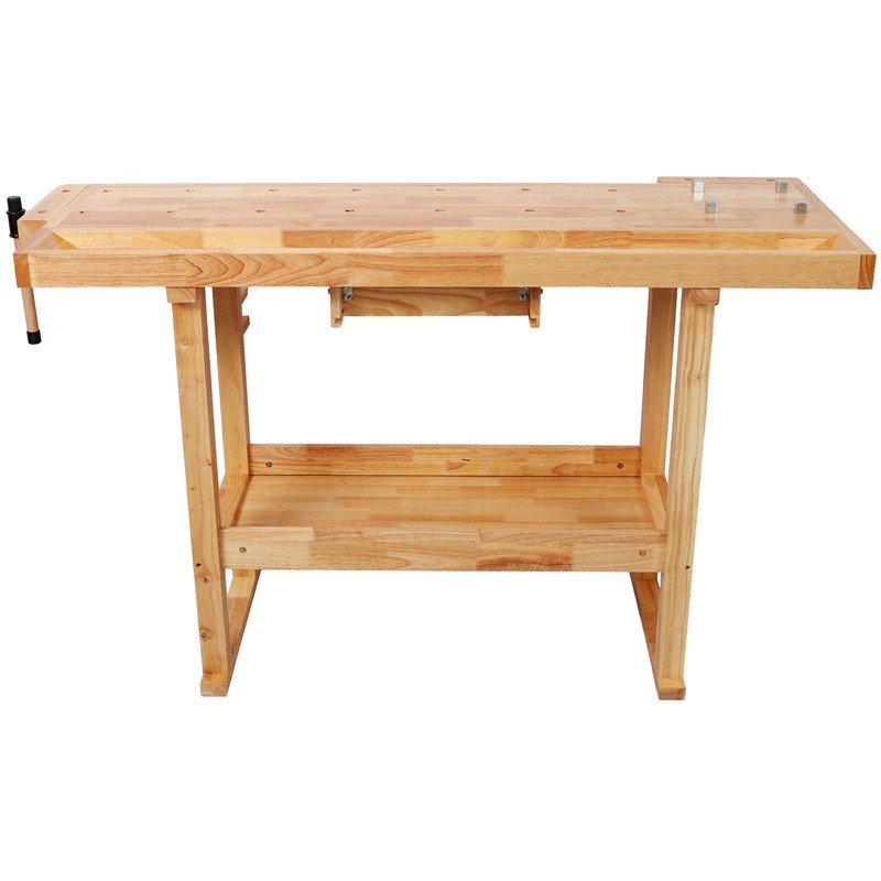 55" Workbench w/ Adjustable Handle 300LBS Load Rubber Wood Work Table for Garage