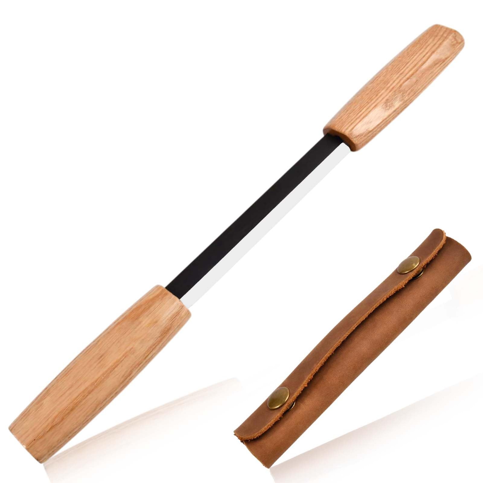 5.6 Inch SK5 Straight Draw Knife Woodworking Carving Leather Sheath Tool