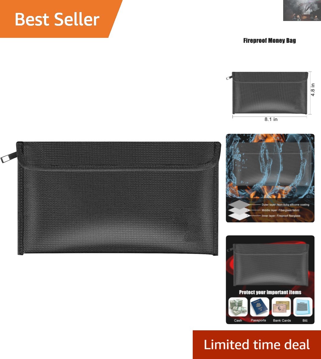Ultimate Fireproof Document Bag: Durable Protection Up to 2000°F, 2 Pockets