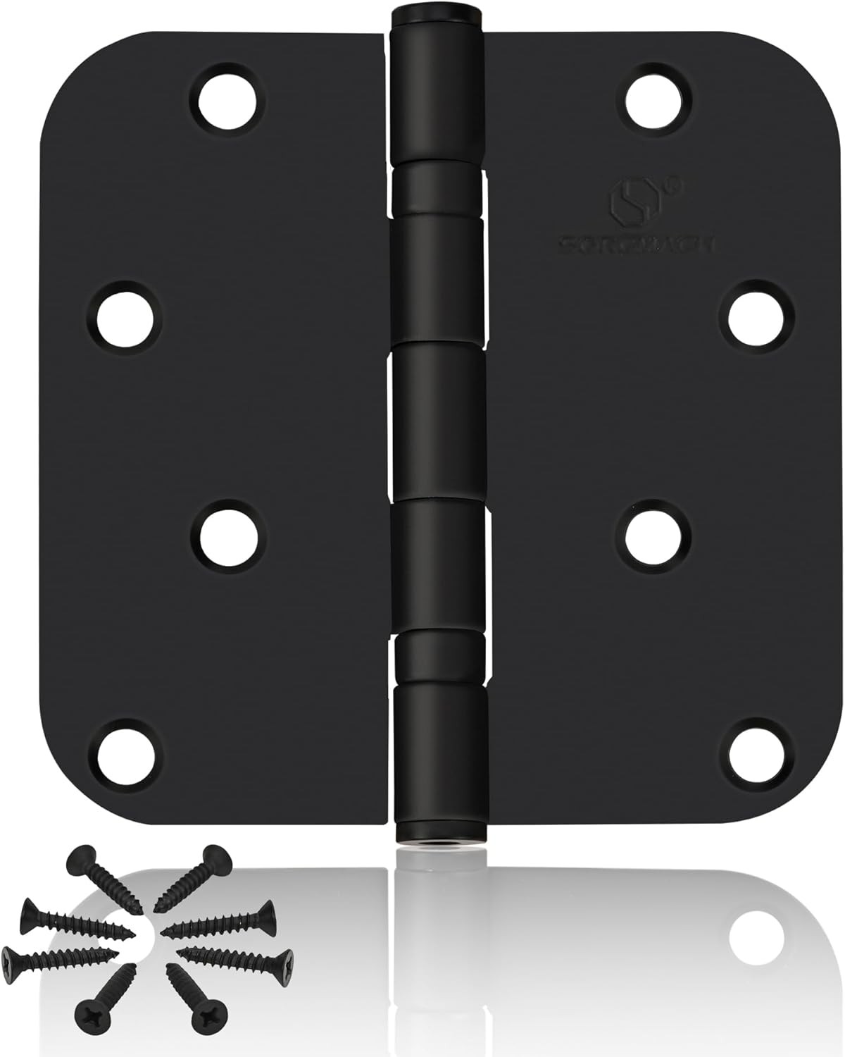 304 Stainless Steel 4 Inch Matte Black Door Hinges 5/8" Radius Corners Interior