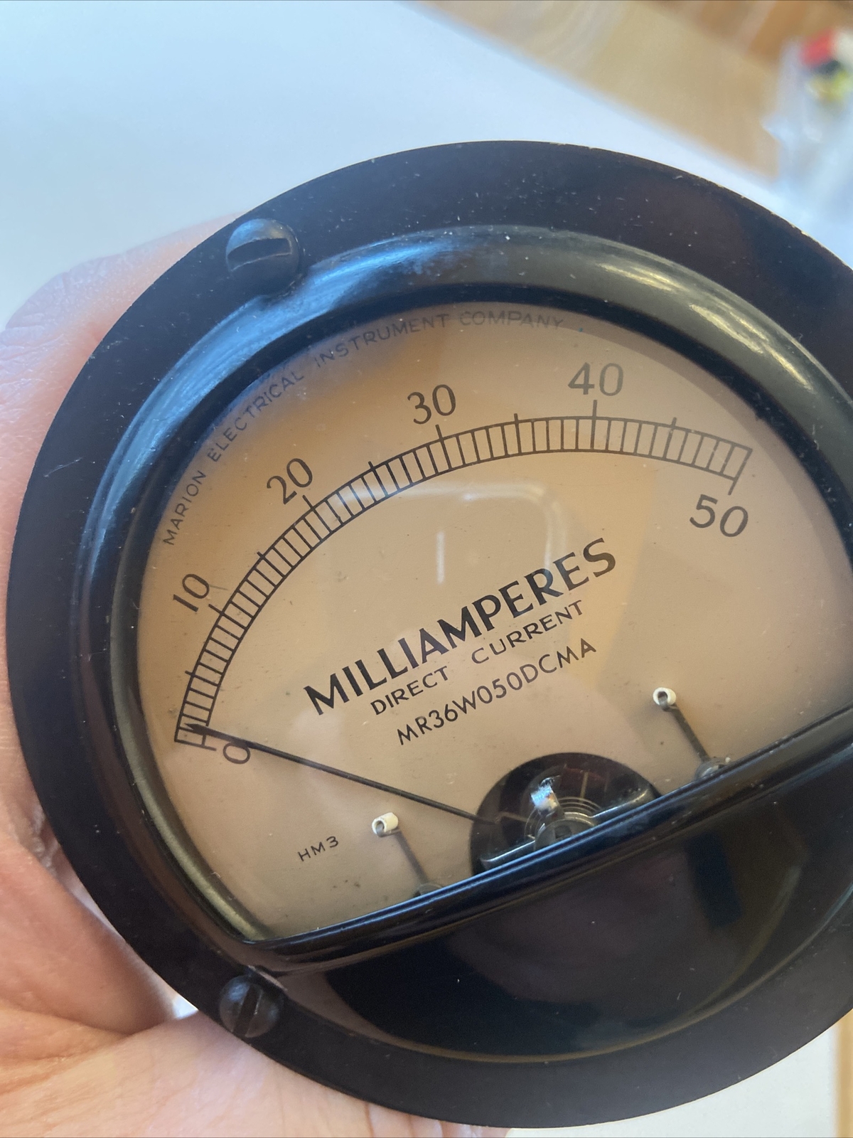 Vintage Marion Milliamperes DC Panel Meter Model HM3 Scale 0-50 #K