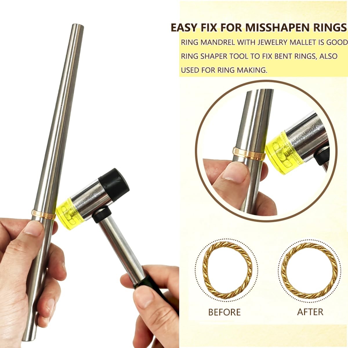 Ring Sizer Measuring Tool Kit Hammer for Ring Making
