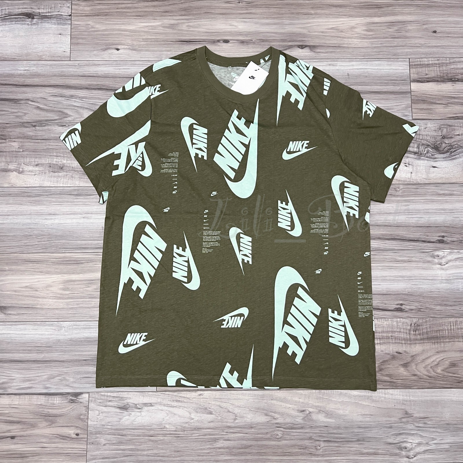 Nike Men NSW AOP Club Tee Running Training Top DR7817-222 Olive Mint NWT Size S