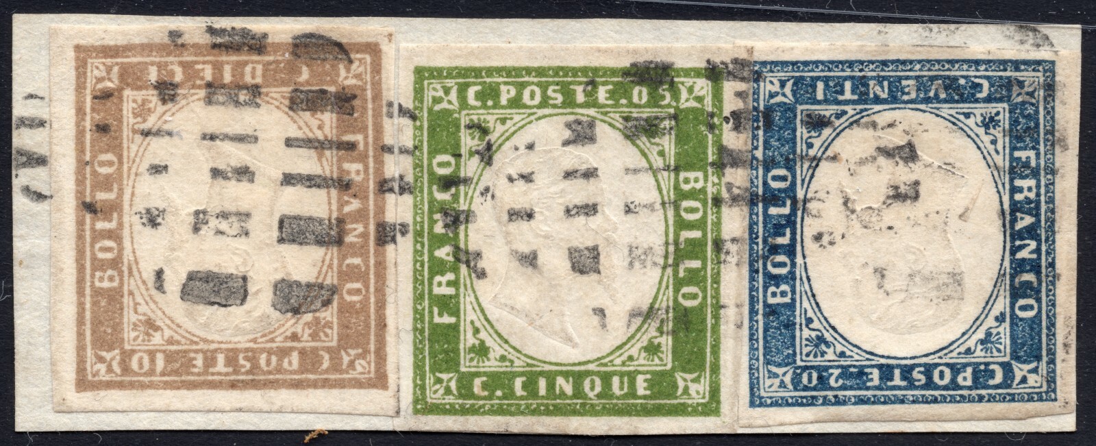 ITALIAN STATES SARDINIA VERDE OLIVA  13C 14Ch 15Dc MONTEPULCIANO