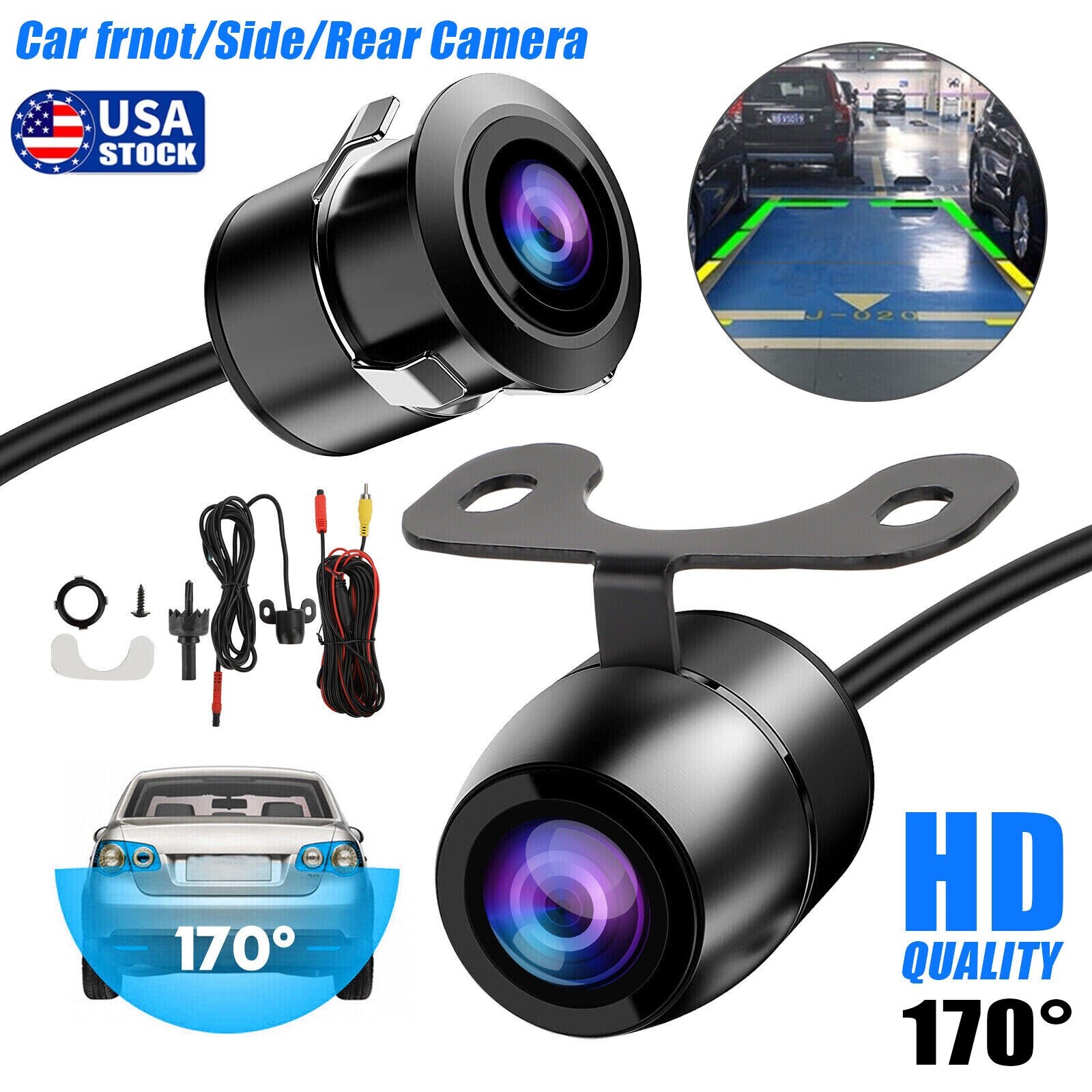 170° CMOS Car Front/Side/Rear View Reverse Backup Night Vision Parking Camera HD