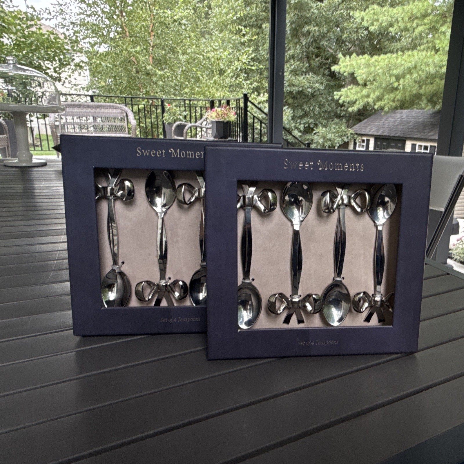 2 Sweet Moments Set of 4 Teaspoons Stainless Steel Spoon Gift Sets NEW Lot of 2