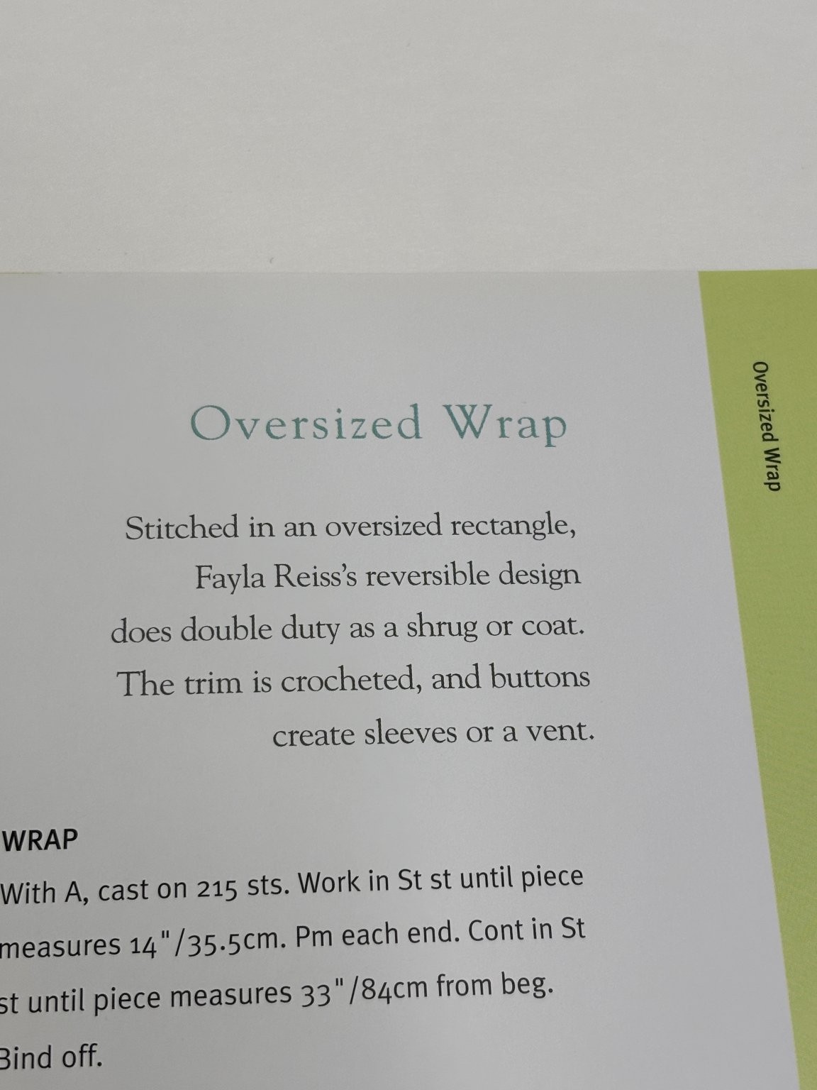 Oversized Wrap Knitting Pattern Book Pages