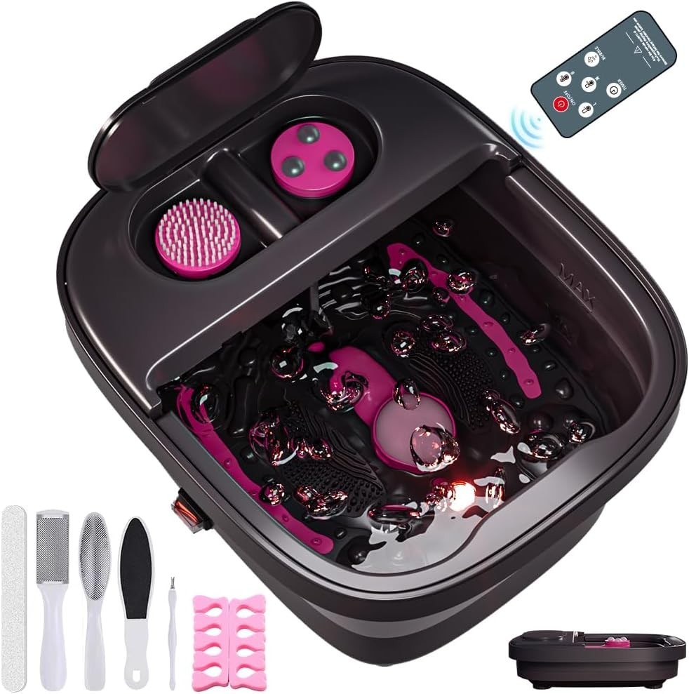 Collapsible Foot Spa Bath with Heat & Remote Control, Bubble Massage, Temperatur