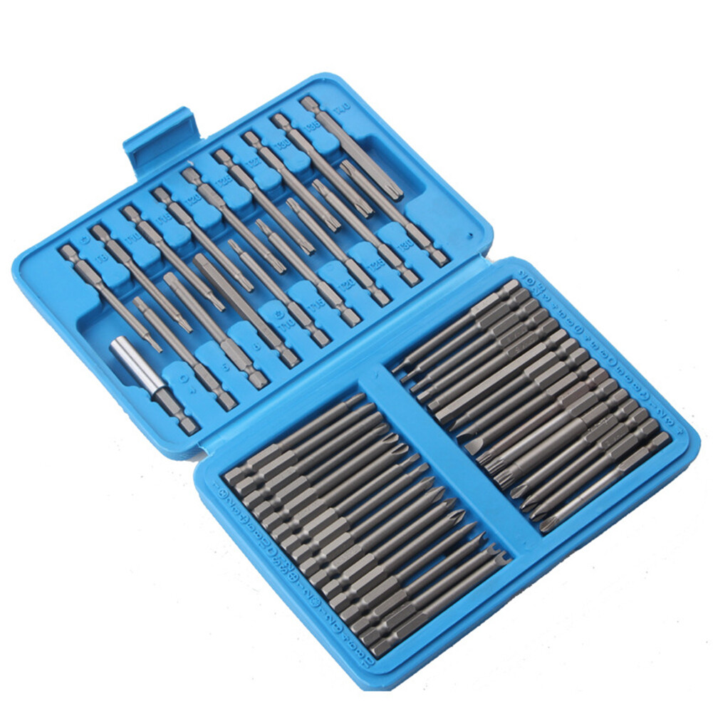 US 50Pcs Extra Long Security Bits Hex Torx Star Spline Flat Screwdriver Bit Set