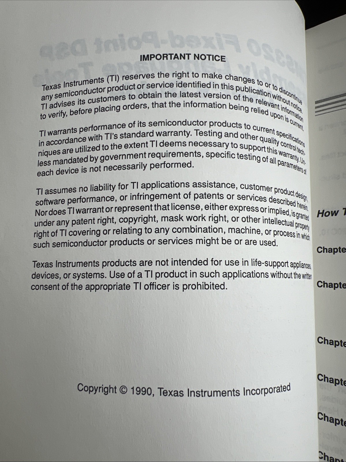 Texas Instruments TMS320 Fixed Point Assembly Language Tools Users Guide 1990