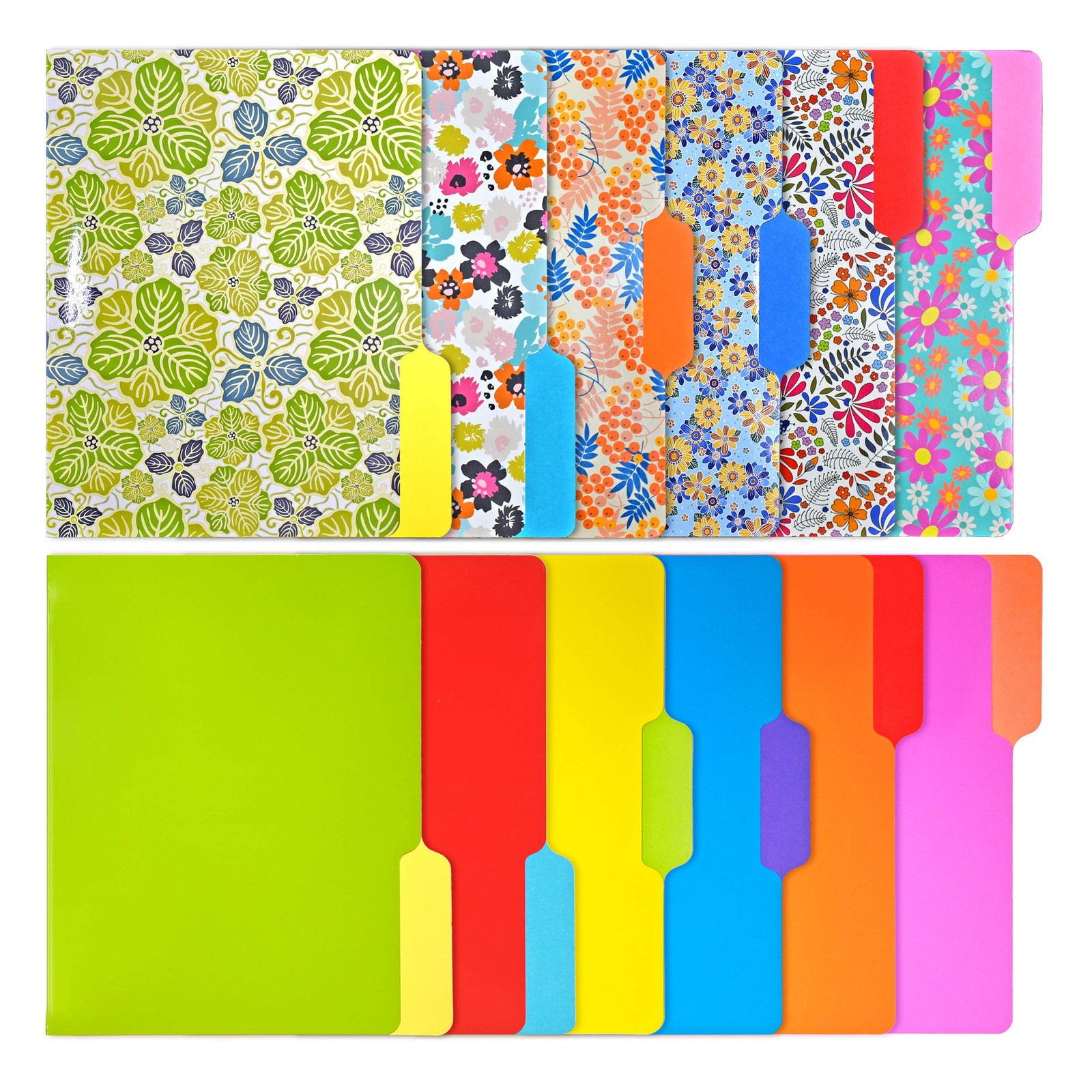 Decorative File Folders 12Packs, Colored File folders with 6 Cute Floral Design