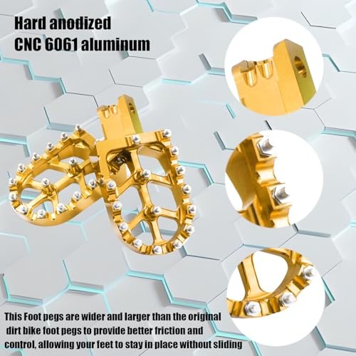 Motorcycle CNC Aluminum Foot Pegs Rests Footpegs for CRF50 (Gold) [Foot Pegs]