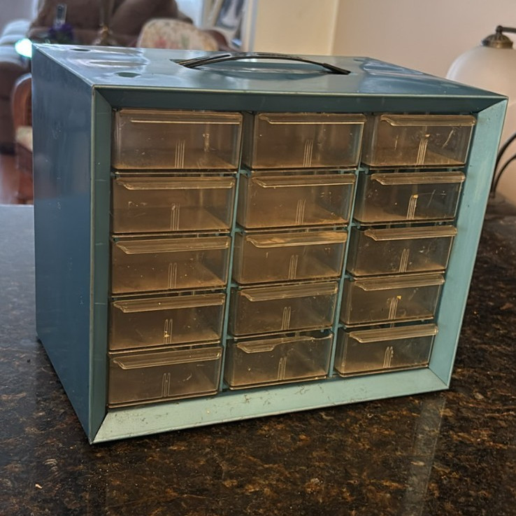 Vintage 15 Drawer Metal Akro-Mils Small Parts Storage Organizer Cabinet