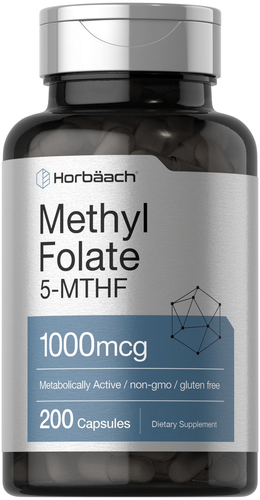 Methyl Folate 1000 mcg | 200 Capsules | 5-MTHF | Methylfolate | by Horbaach