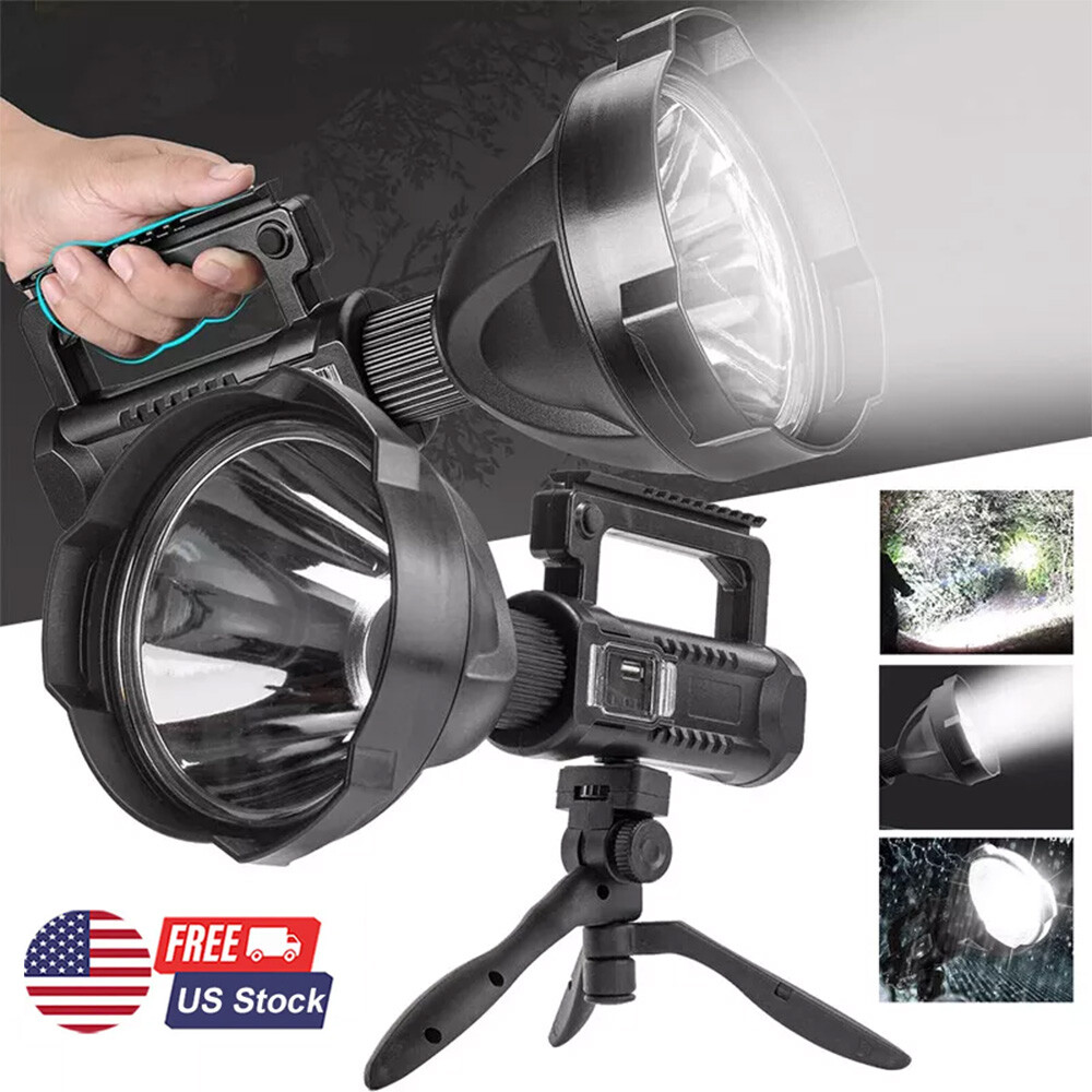 Super Bright LED Searchlight Portable Rechargeable Spotlight Handheld Flashlight
