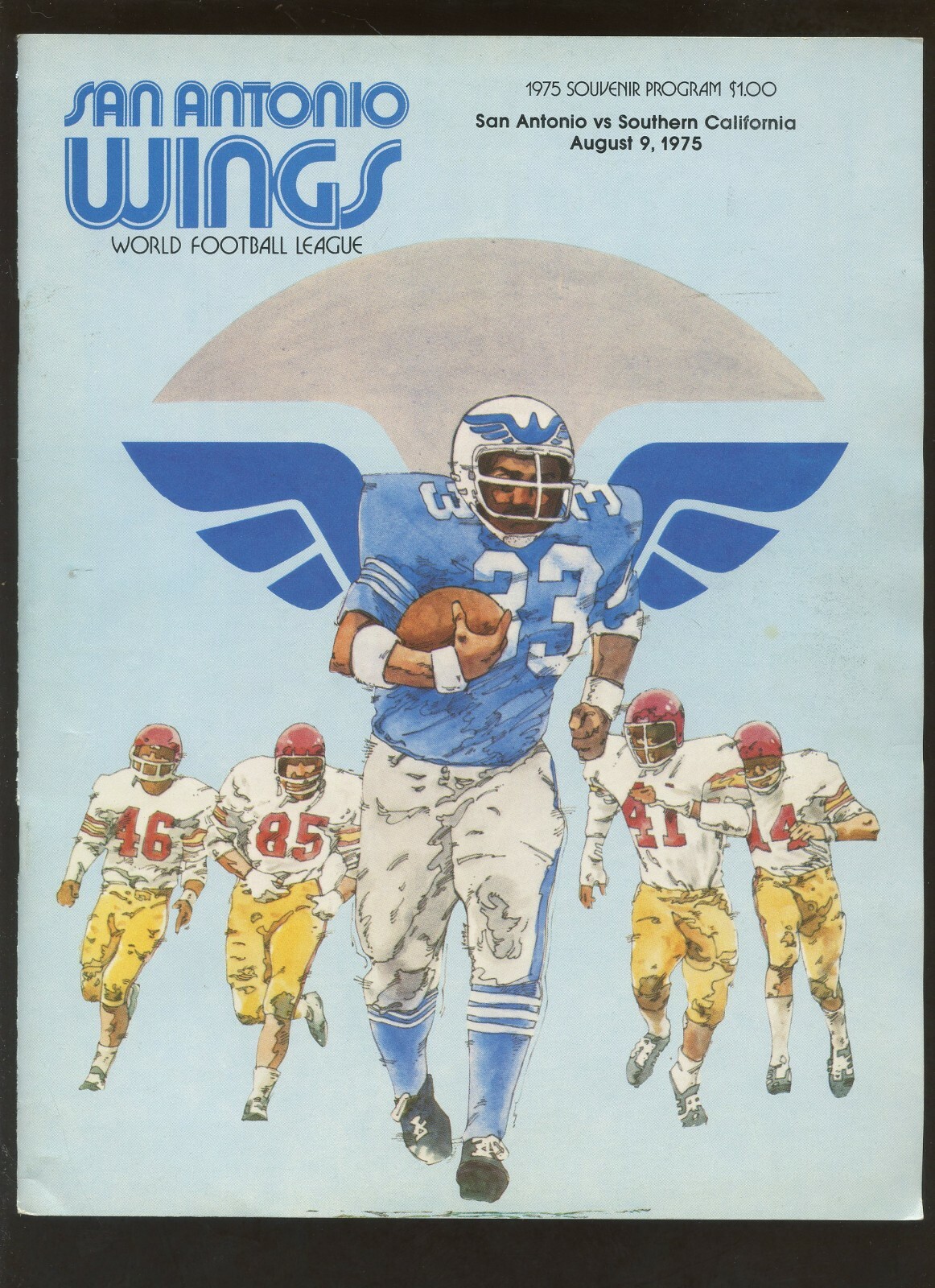 August 9 1975 WFL Program San Antonio Wings vs Southern California EXMT