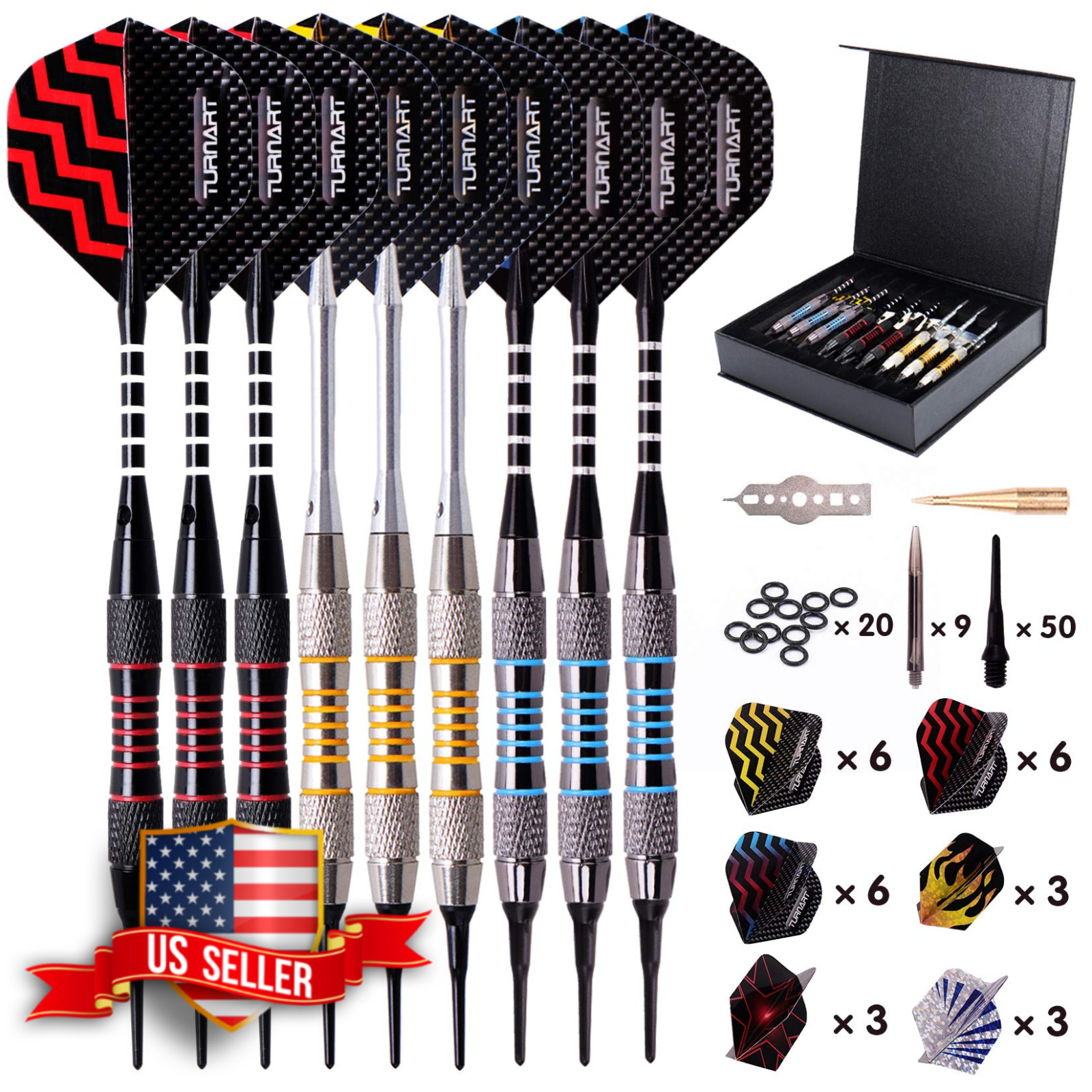 Turnart Soft Tip Darts Set for Electronic Dartboard with Accessories