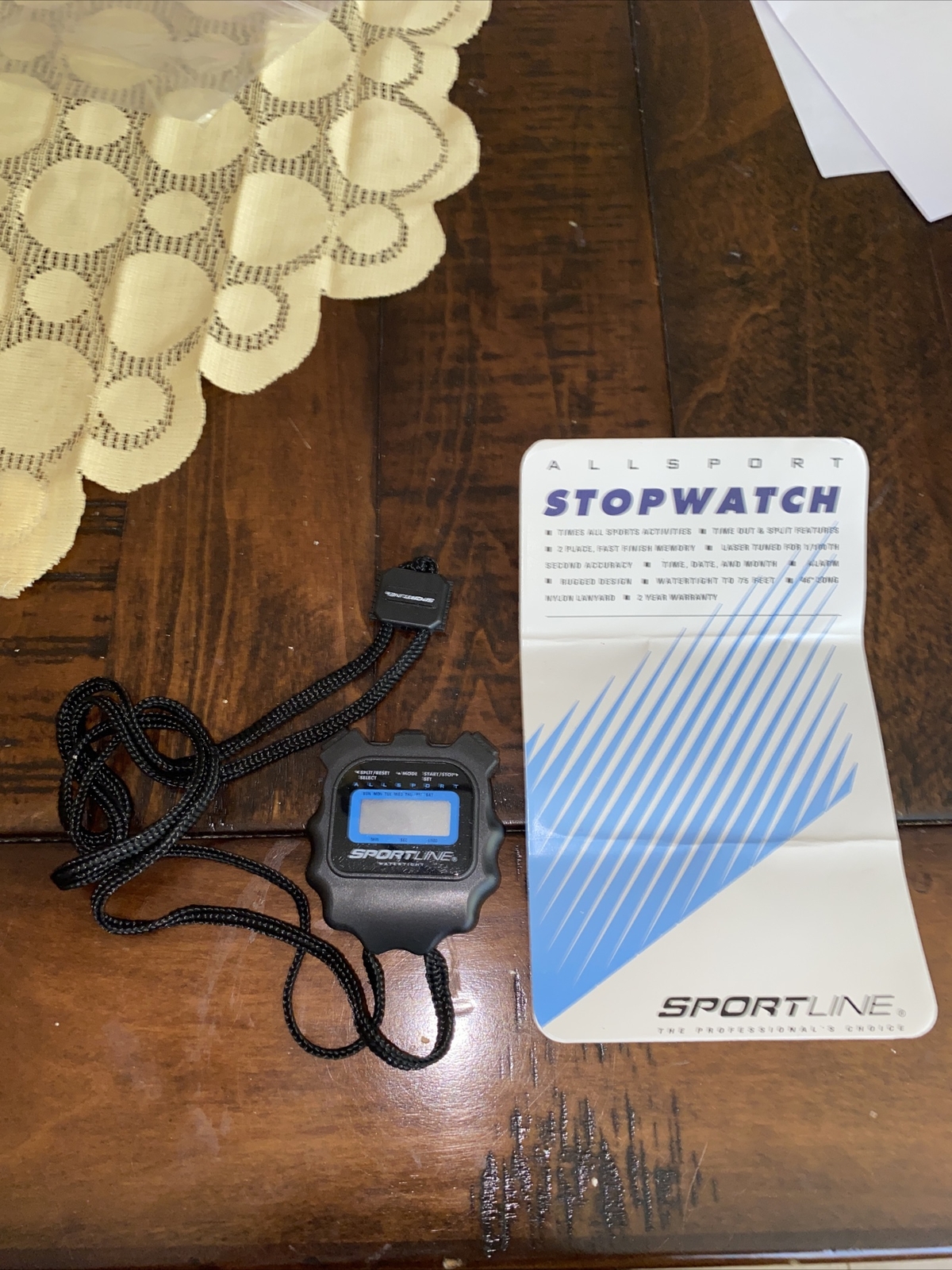 Sportline Sport Timer Stopwatch 220 Water Shock Resistant with lanyard.1/100