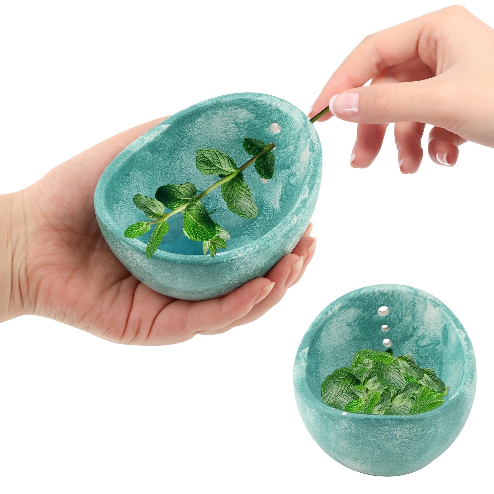 Pottery Herb Stripper Bowl, Handmade Ceramic Herb Peeling Cup with Different ...