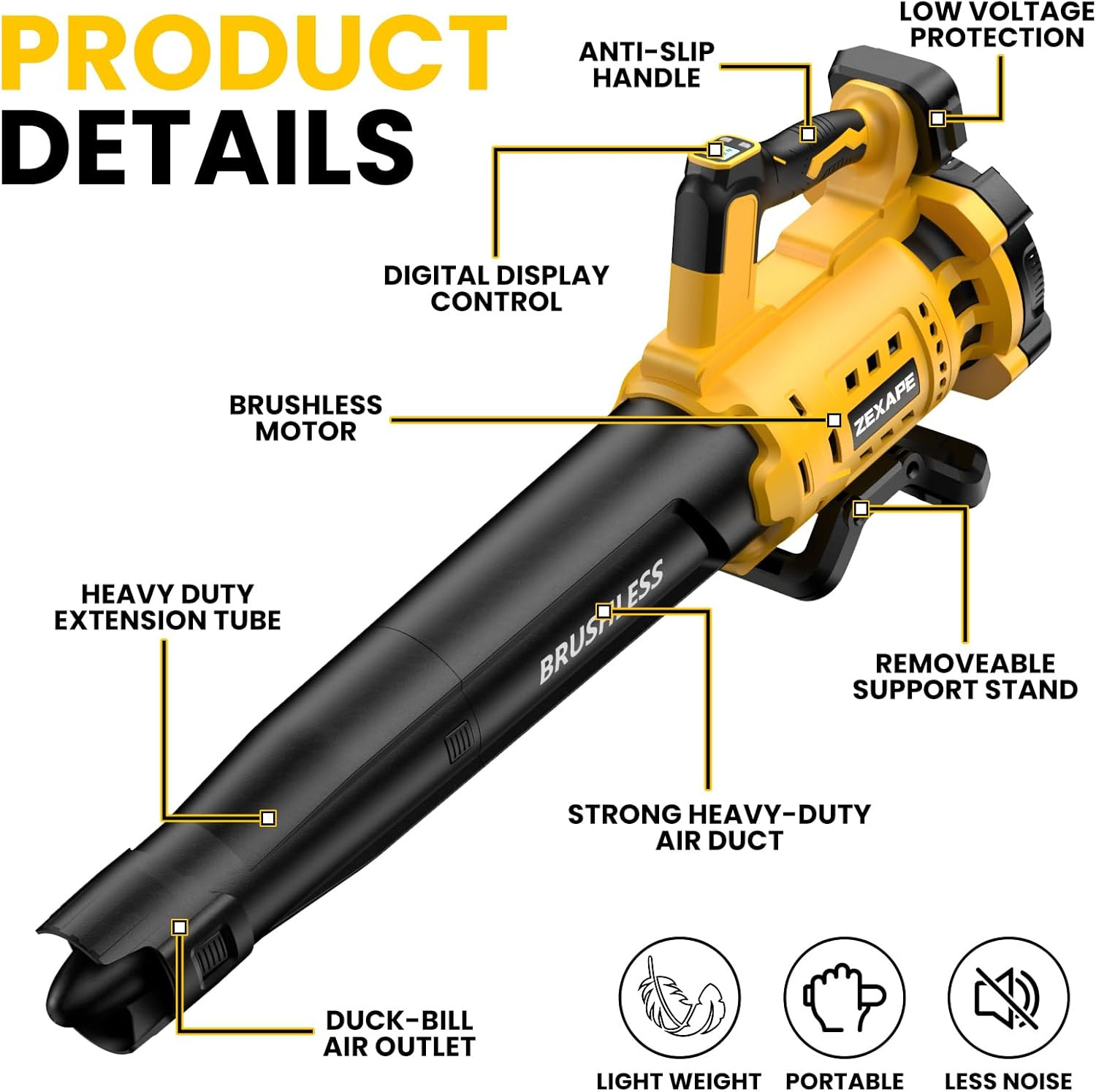 Cordless Leaf Blower for Dewalt 20V Max Battery, 480 CFM Electric Blower with Br