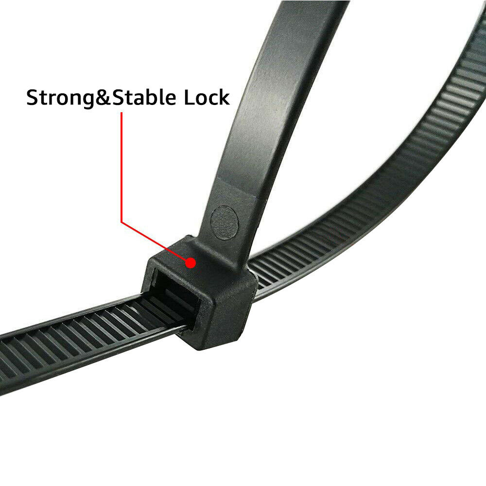 100 pack 8" to 24" Nylon Plastic Cable Zip Ties Wire Self-Locking 50-175Ibs