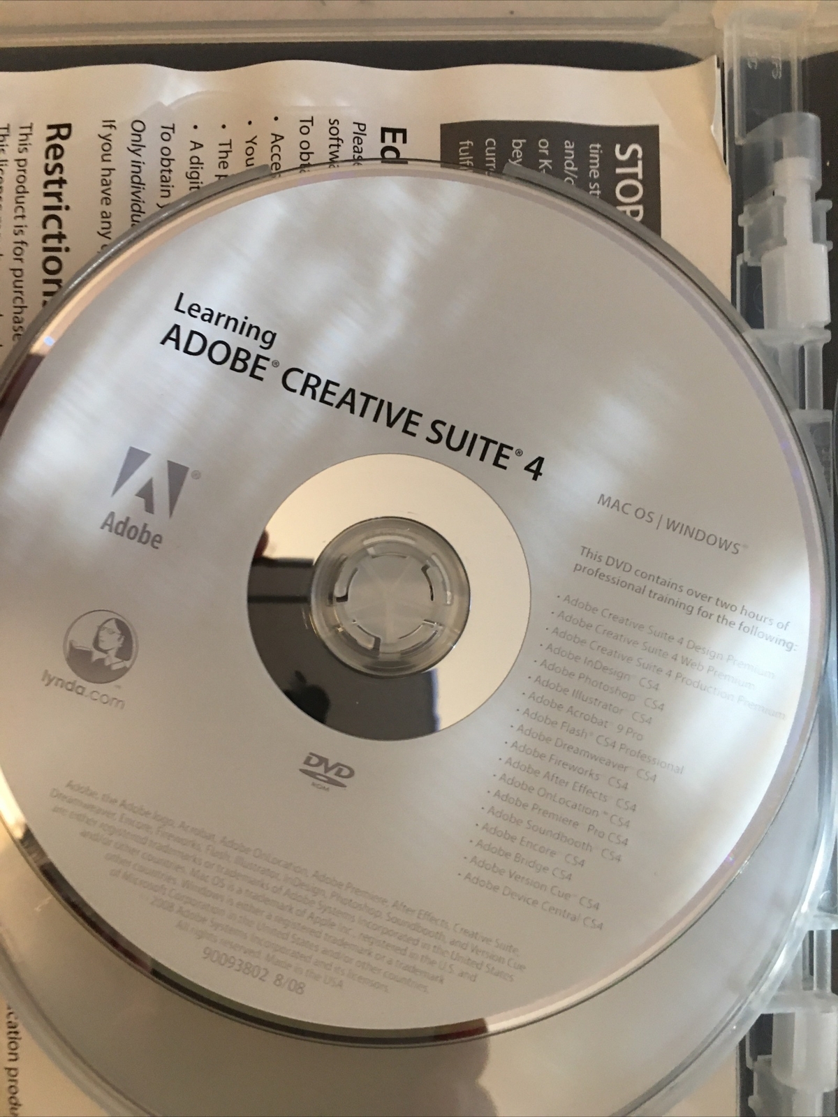 Adobe Creative Suite 4 Web Premium Mac OS Discs Academic Version W/product Code