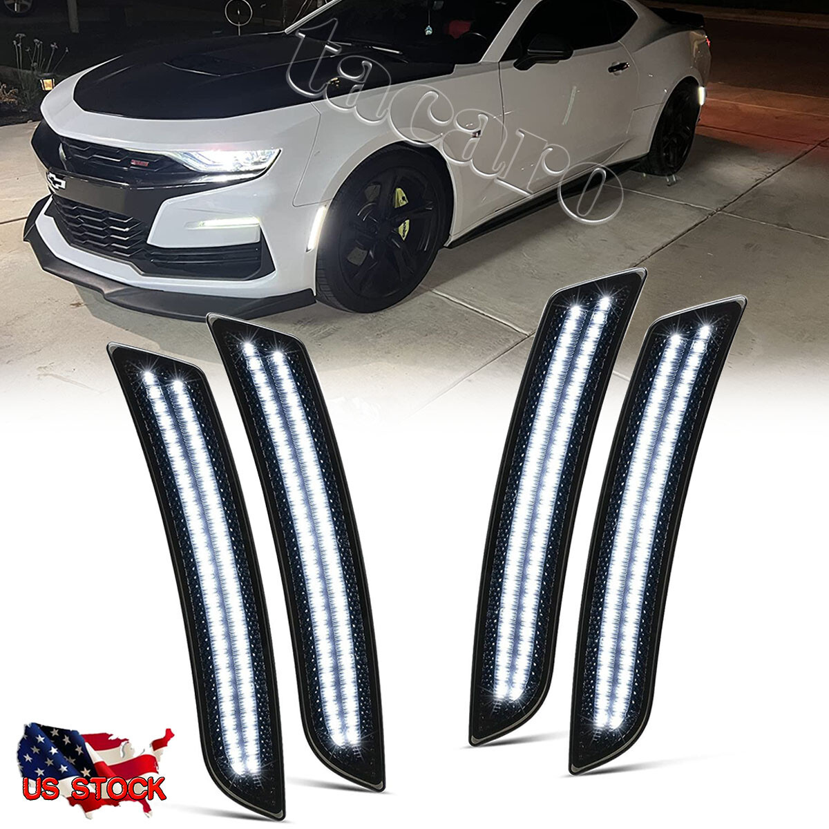 4X LED Side Marker Lights Front Rear Set for Chevy Camaro LS LT SS ZL1 2016-2023