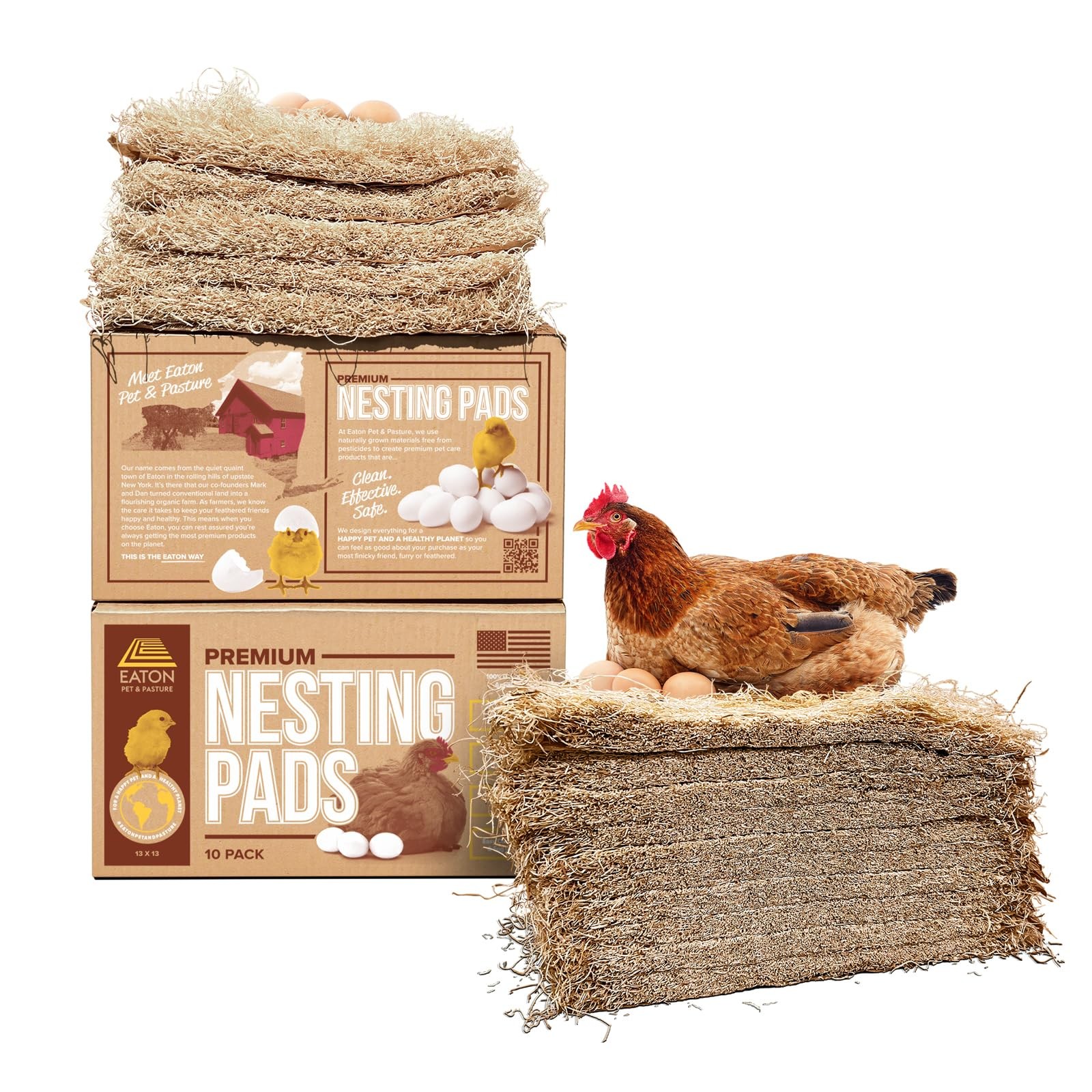 10 PCS Premium Laying Hen Nesting Pad 13x13 Inch Harvested Chicken Bedding