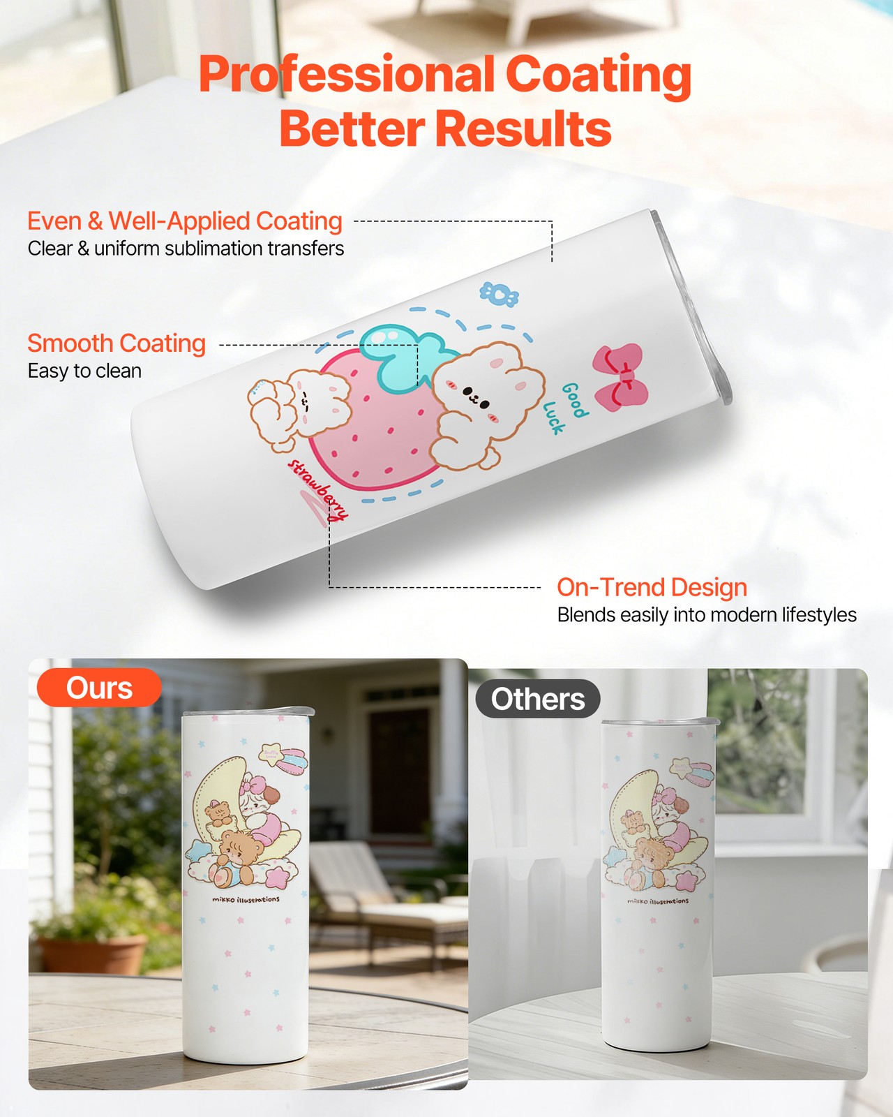 VEVOR Sublimation Tumblers Skinny Straight Tumblers Bulk 4 Pack 20 oz for DIY