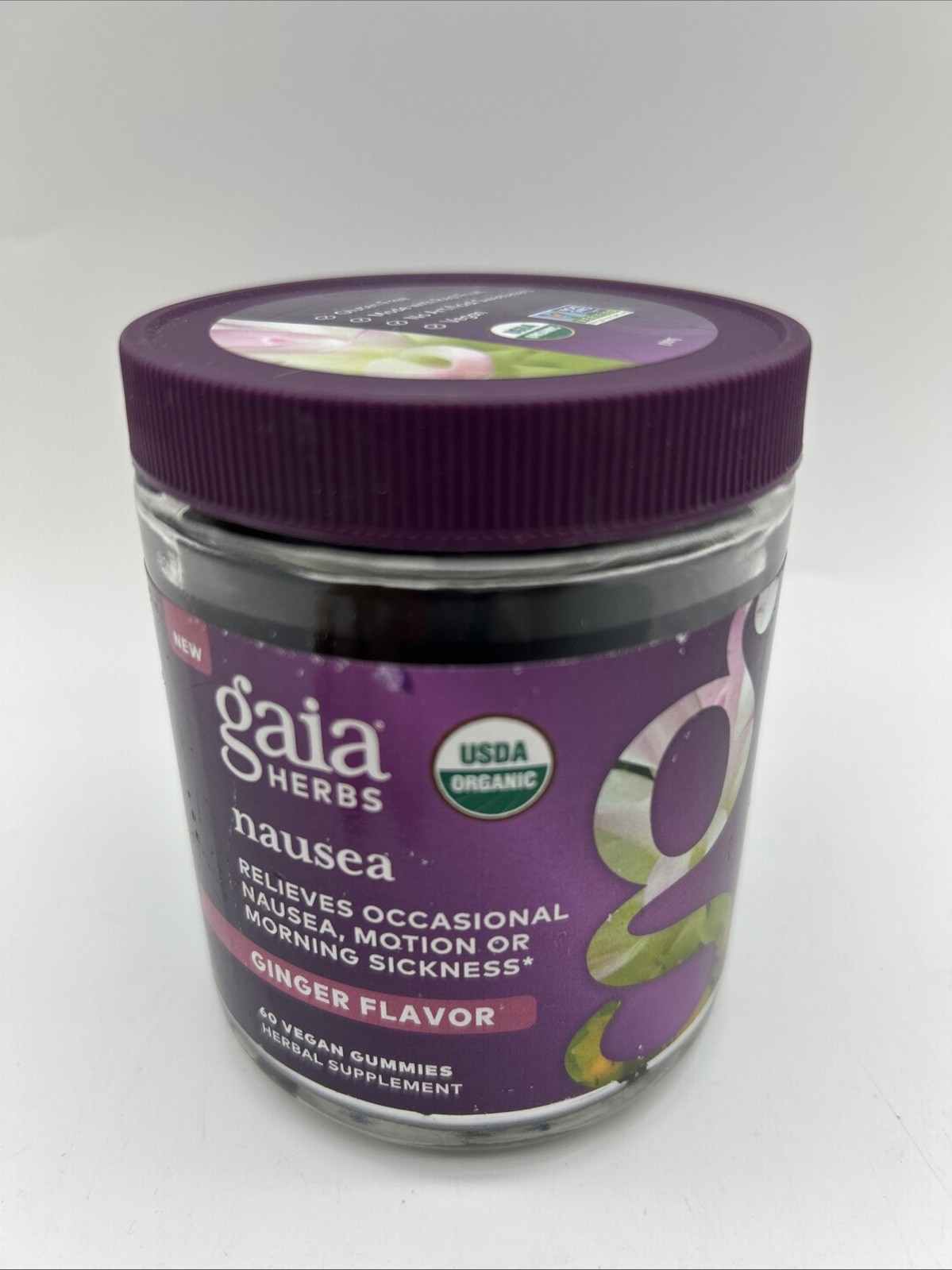 NEW Gaia Herbs Nausea Ginger Fl. 60 Vegan Gummies Exp. 09/2026