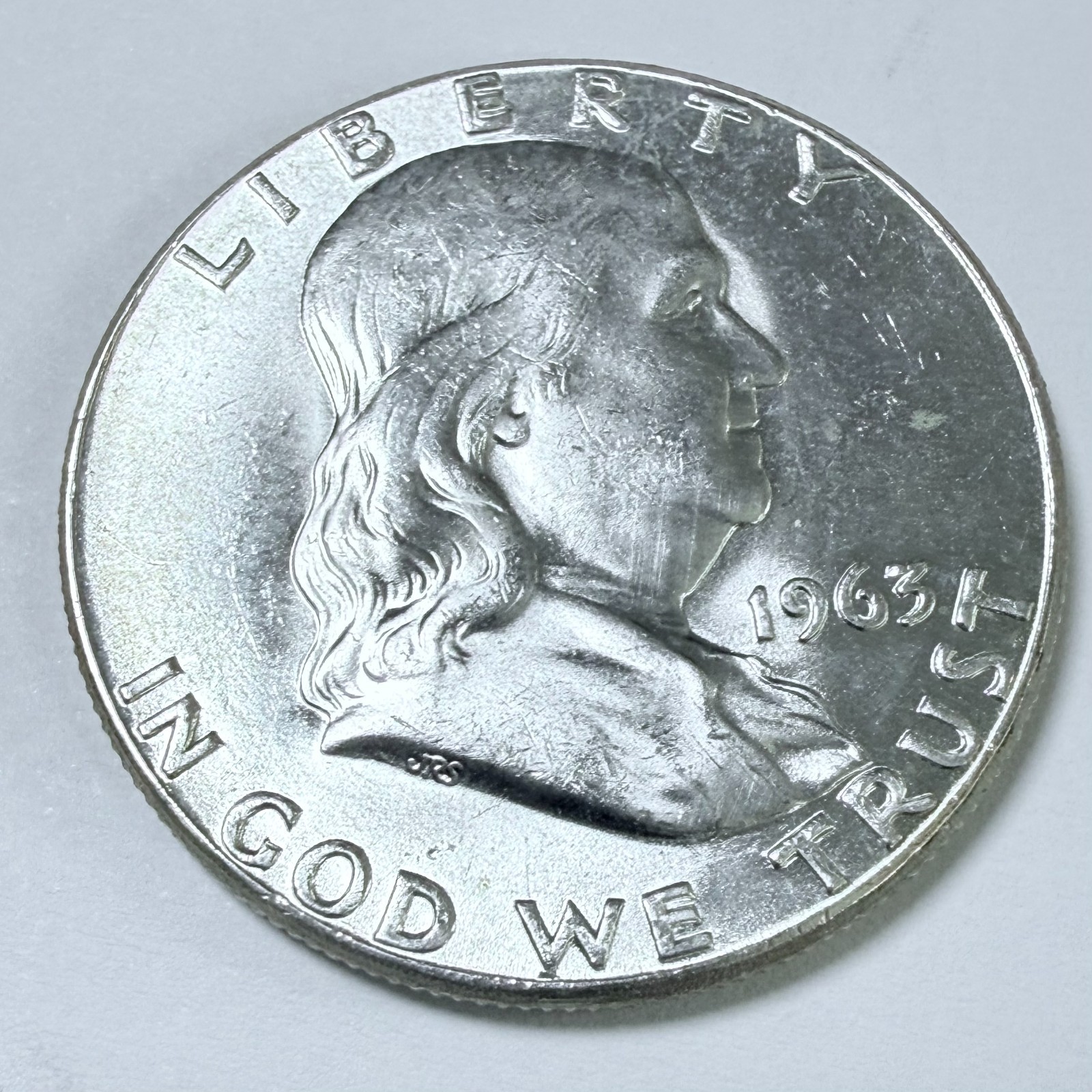 1963 Franklin Silver Half Dollar 90% Silver About Uncirculated Details #10336