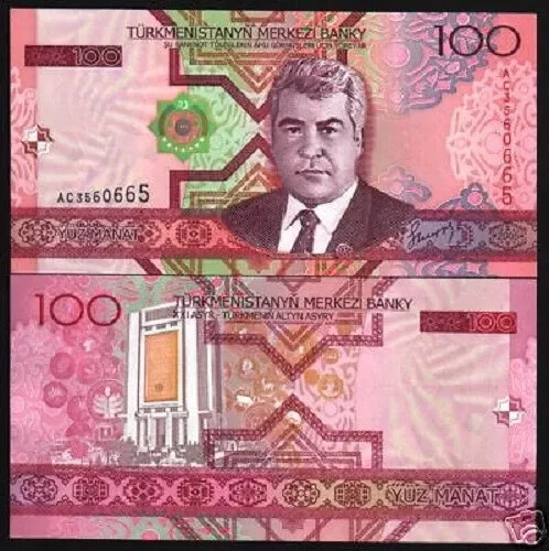 Turkmenistan 100 MANAT P-18 2005 President Saparmyrat Nyýazow UNC NOTE Ex-USSR