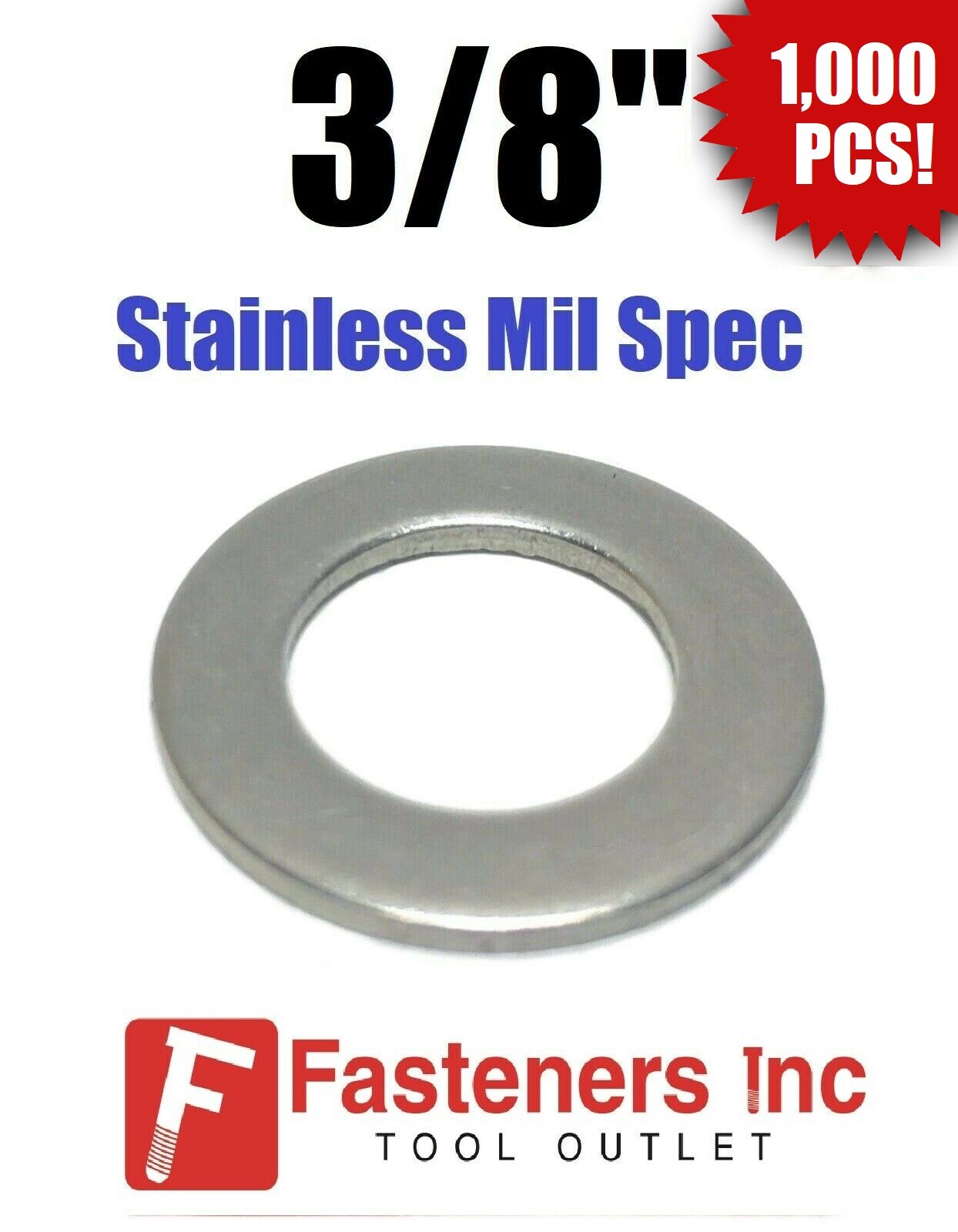 Qty 1000  3/8" ID x .625 OD x 1/16" Stainless Steel AN Flat Washer Series 9C616