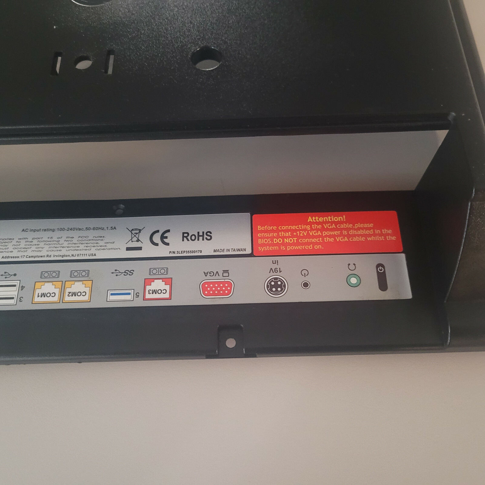 Back Plastic for Touch Dynamic Pulse J1900 POS Terminal