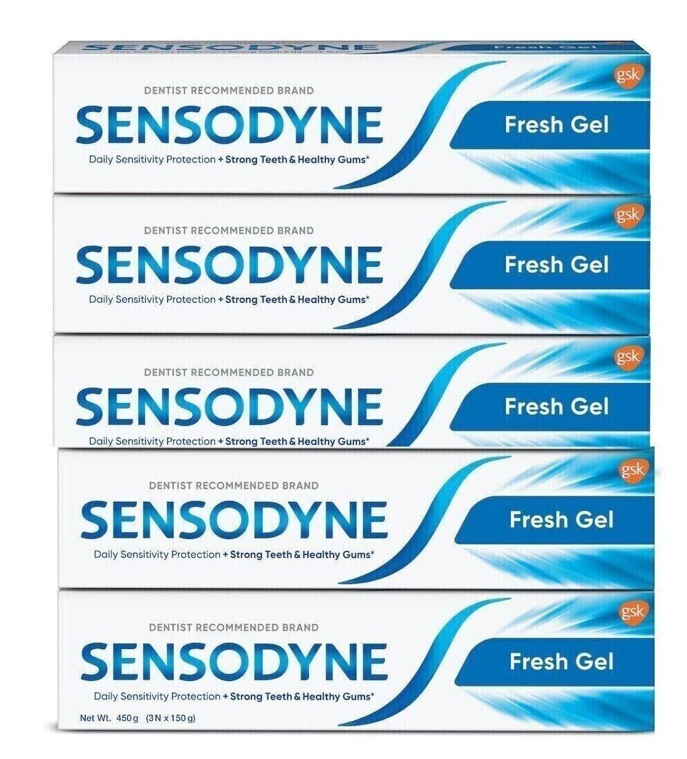 Sensodyne Toothpaste Fresh Gel for daily sensitivity protection (150 gm x 5)