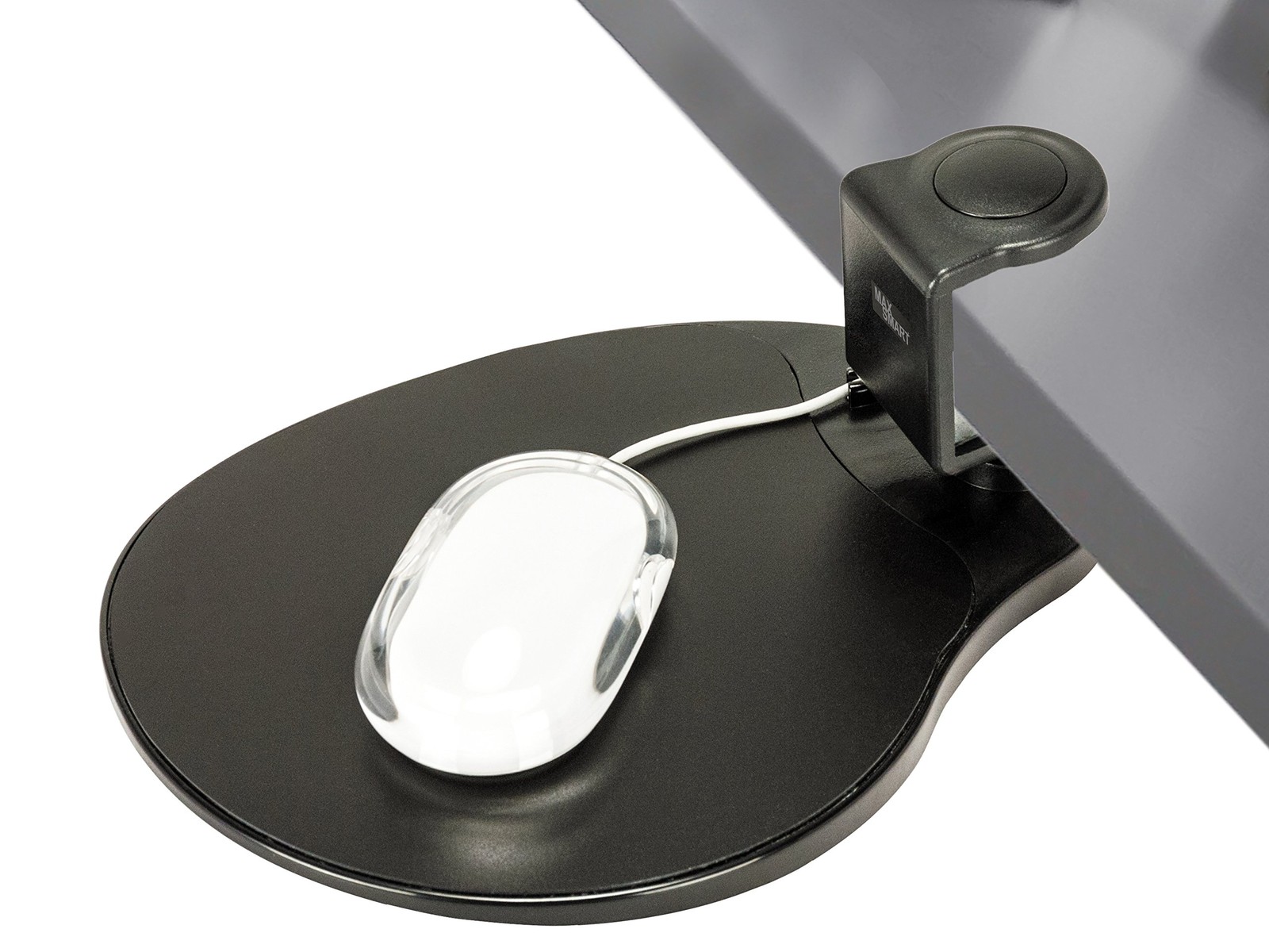 Black Clamp On Mouse Platform Pad Rotating 360 Slide Out Tray 1.5 Inch