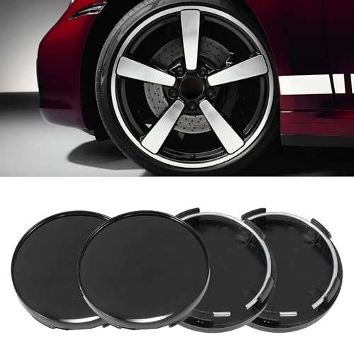 4PCS Wheel Center Caps, 2.36in X 2.2in X 0.57in Snap-in Center Caps for black