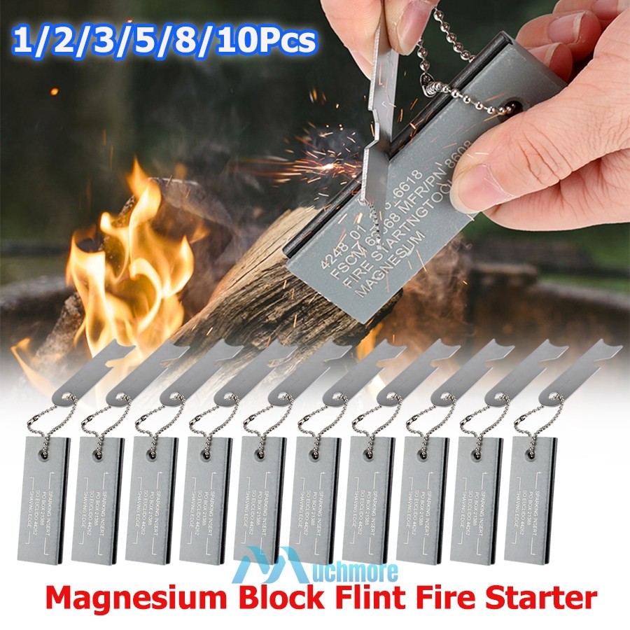 Magnesium Block Flint Fire Starter Emergency Survival Camping Ferro Rod Striker
