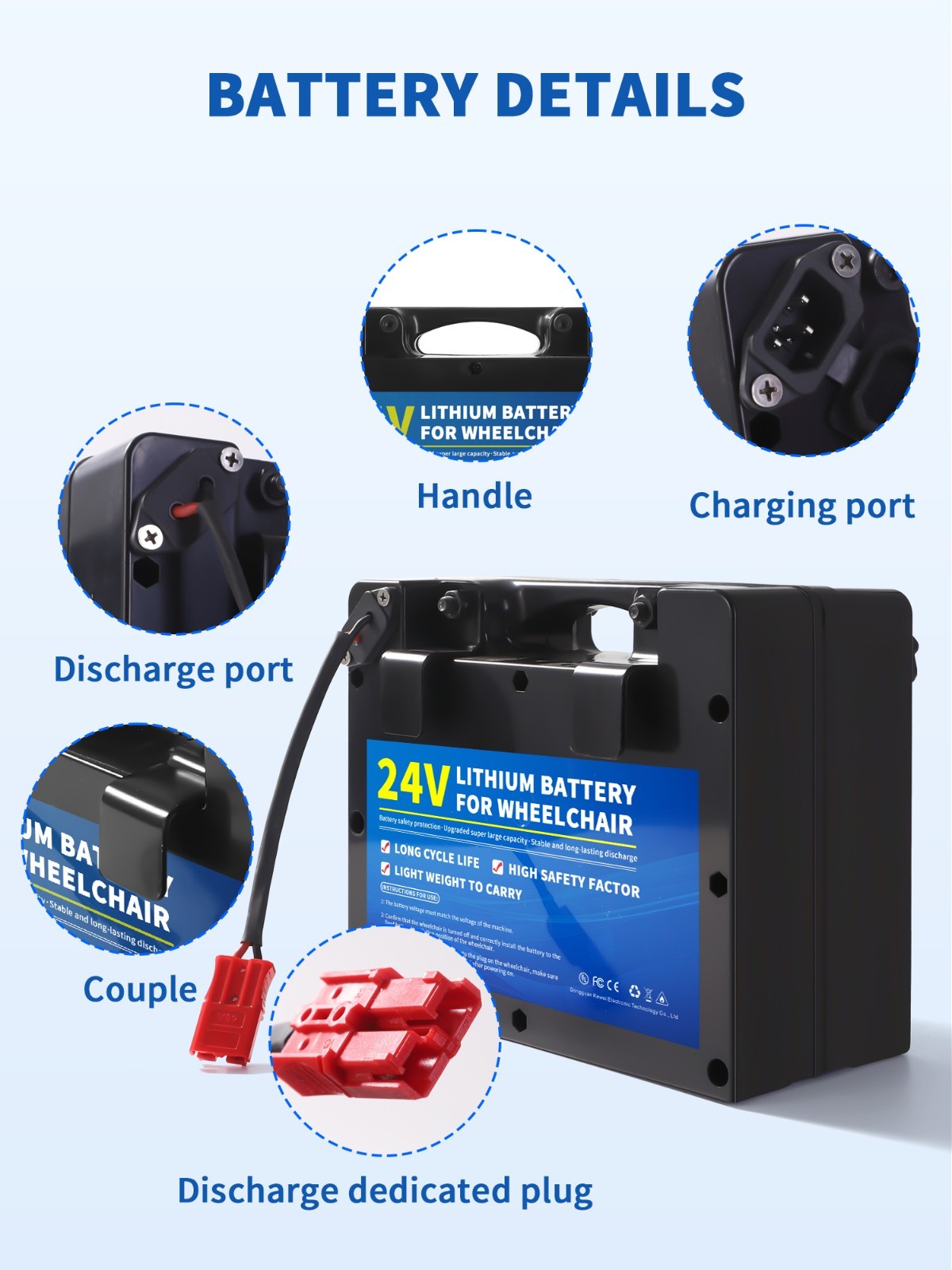 24V12Ah Electric Wheelchiar Li-ion Battery With 29.4V3A Fast Charger 25Ah BMS