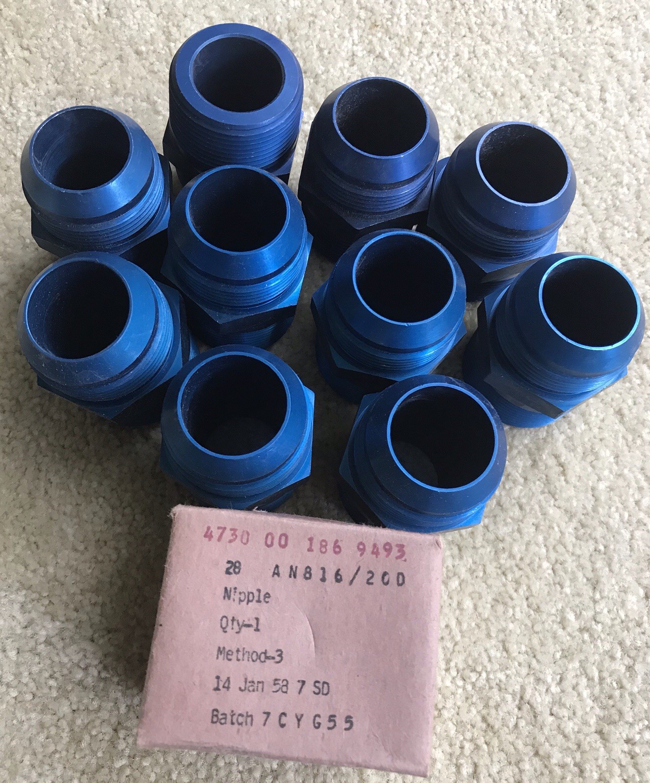 AN816-20D Nipple NOS.  LOT OF 10….Free Shipping!