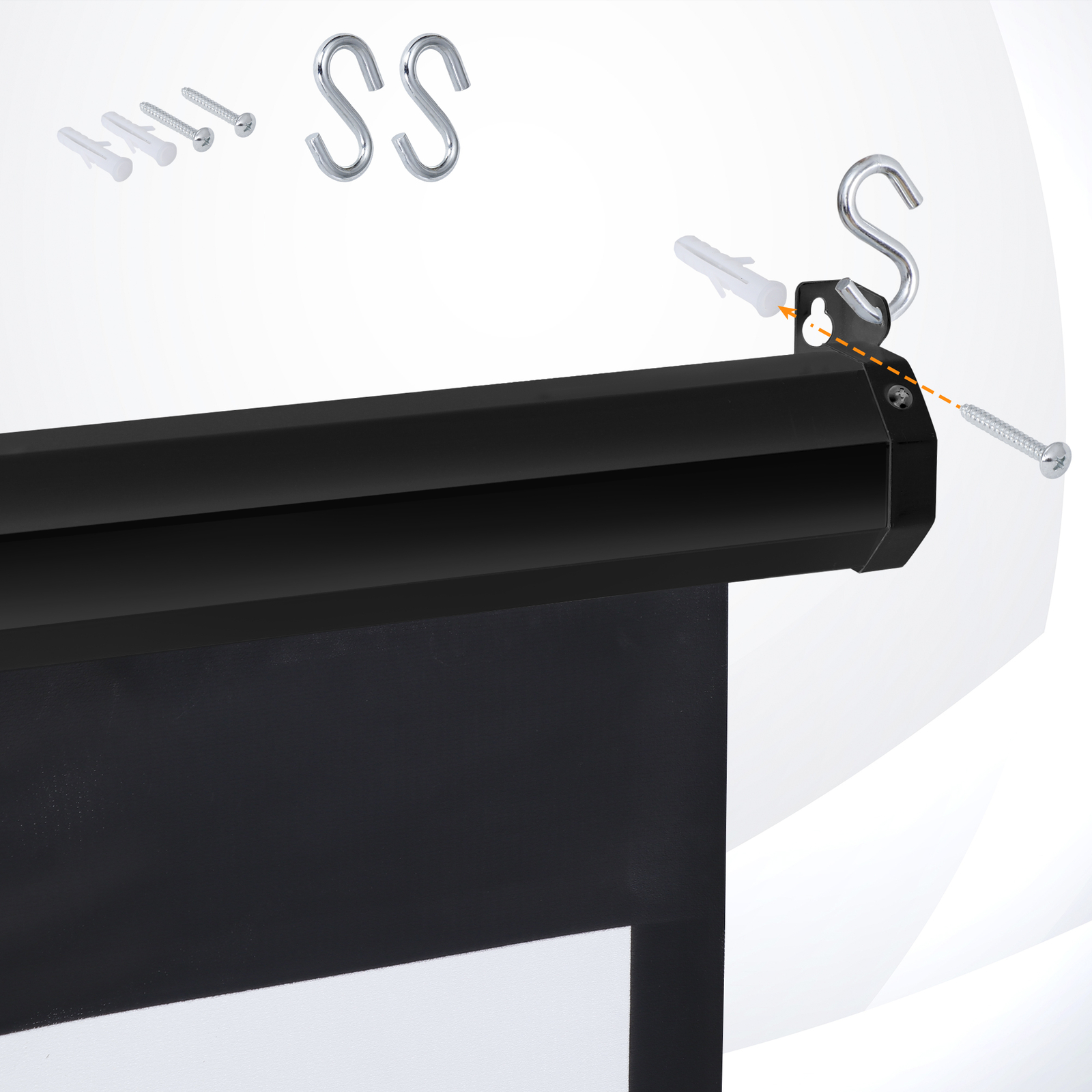 Black Projector Screen Pull Down 16:10 Foldable Wall Mount HD Projection Screen
