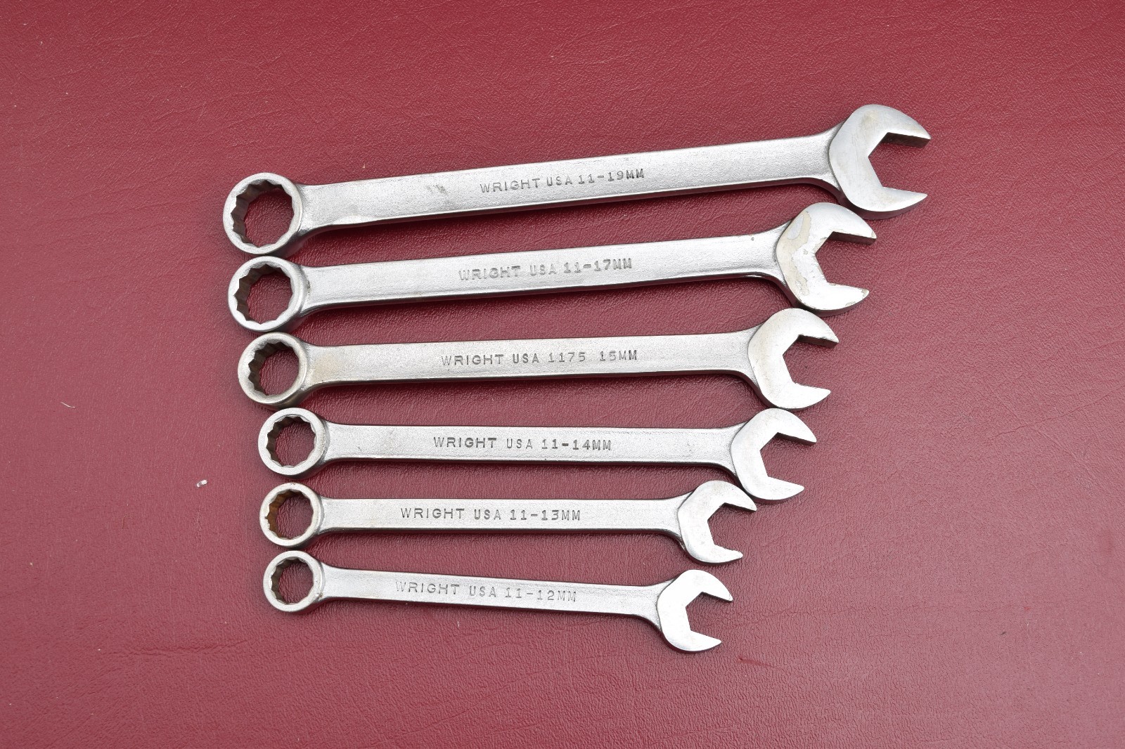 Vintage "Wright USA 11" Metric Combination Wrench Set 11-19mm 7 Pc 5925