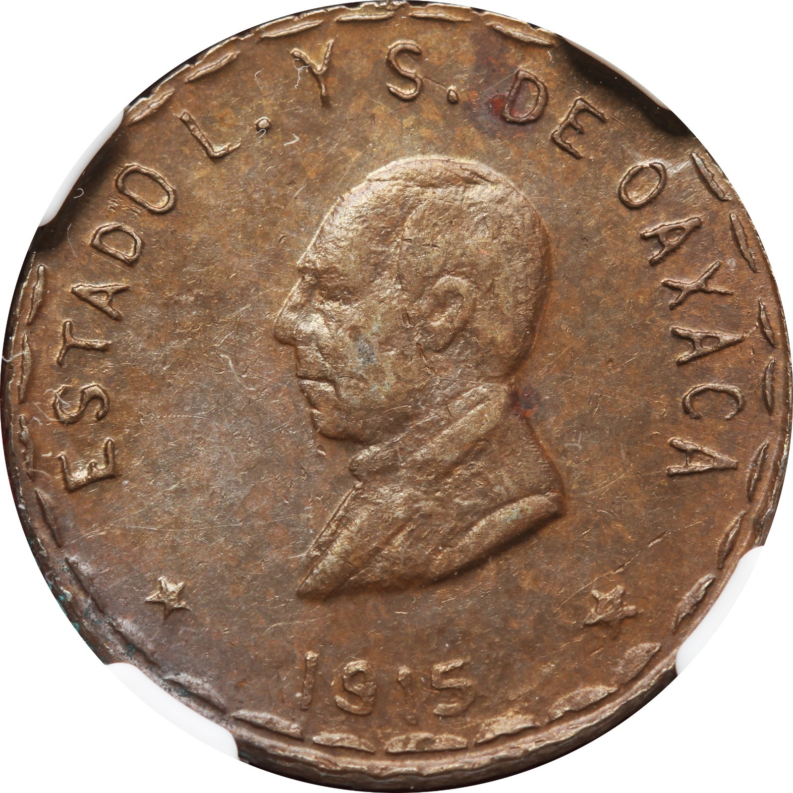 Mexico Revolution 10 Centavos Oaxaca, NGC MS62 BN, 7th Bust. KM# 726