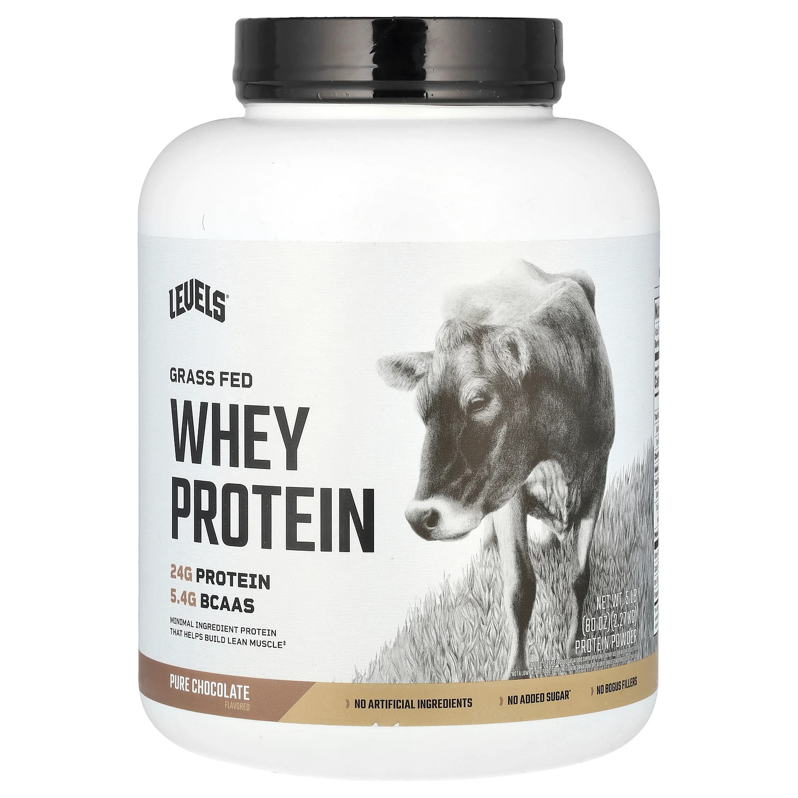 Grass Fed Whey Protein Powder, Pure Chocolate, 5lb (2.27 kg)