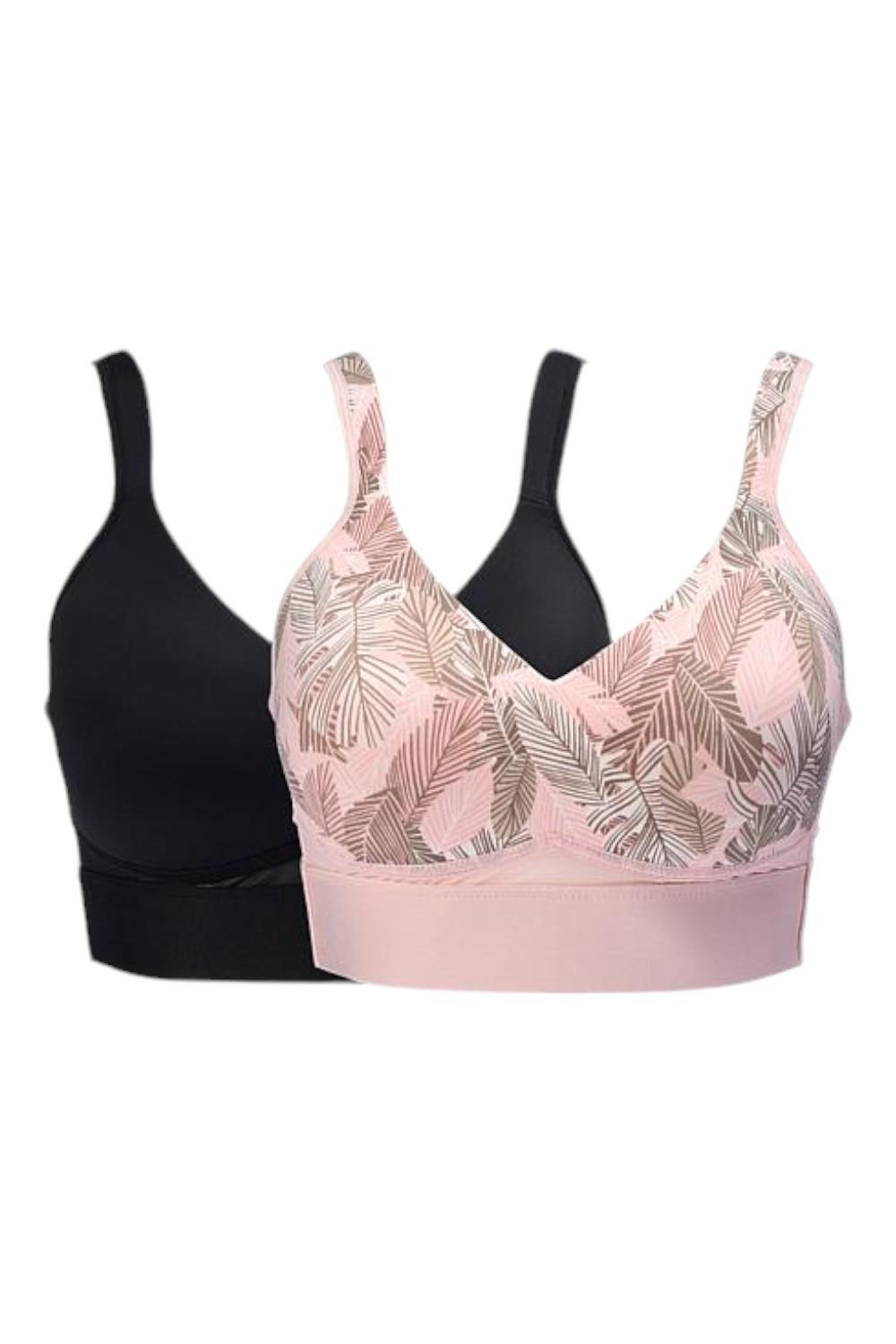 Rhonda Shear 2-pack Molded Cup Bra w Cross Back Black/Palm
