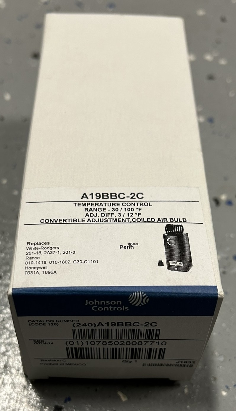 Johnson Controls A19BBC-2C | Temperature Control | Mechanical Thermostat | New