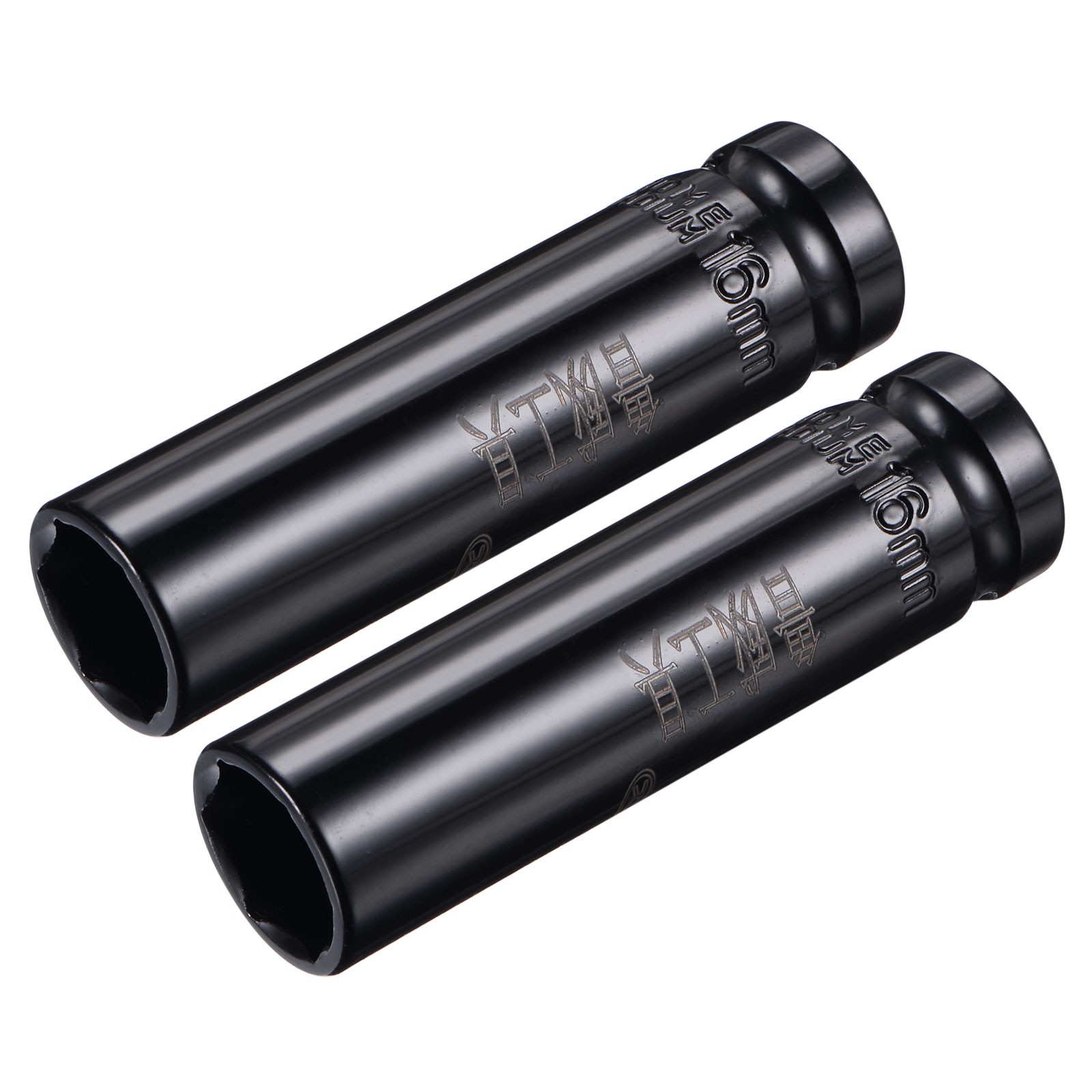 1/2" Drive by 16mm Deep Impact Socket CR-V 3.15" Length 6-Point Metric 2 Pcs